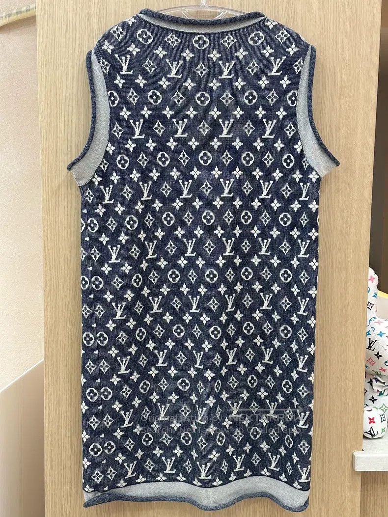Louis Vuitton Louis Vuitton Blue and white full-print logo knit dress Size S / US 4 / IT 40 - 3 Thumbnail
