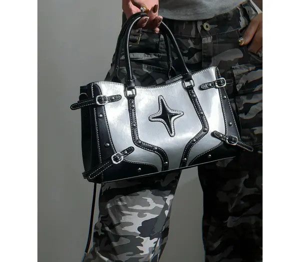 VIBE Rivets Pu Leather Black Gothic Shoulder Bag Size ONE SIZE - 3 Thumbnail