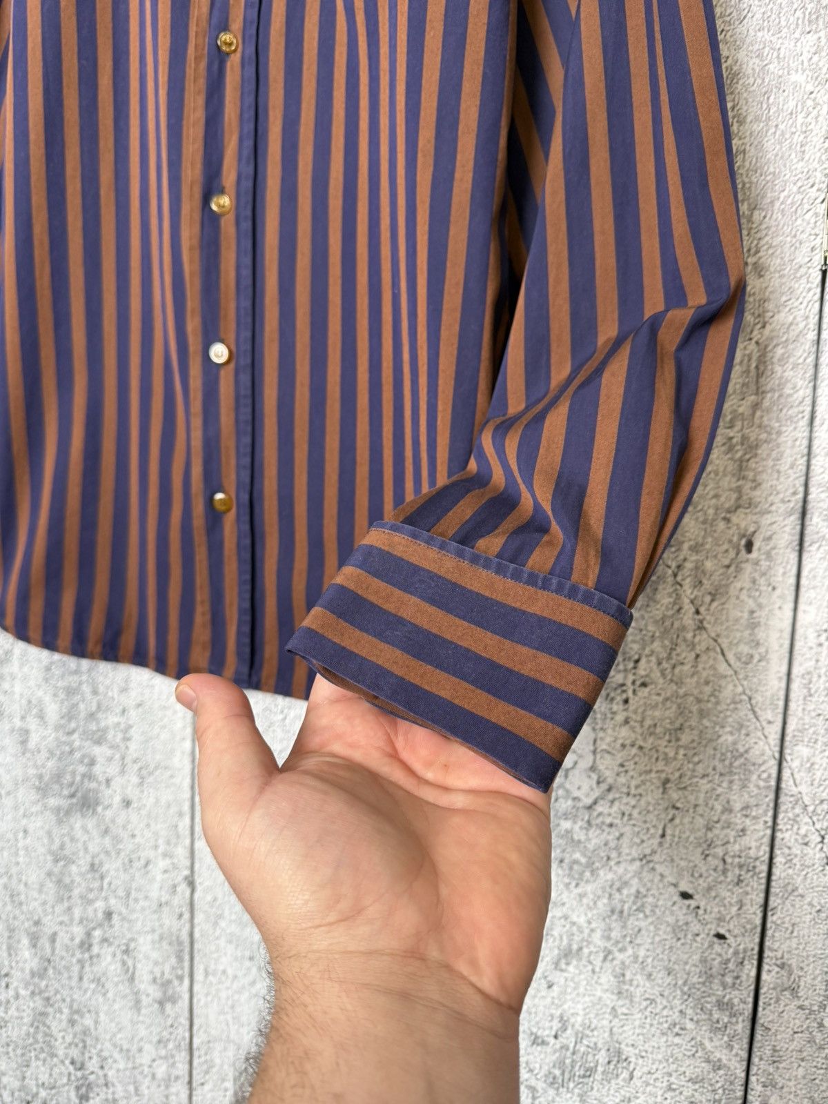 Vivienne Westwood Vivienne Westwood Striped Button Shirt Orb Logo Long Sleeve Size US XL / EU 56 / 4 - 9 Thumbnail