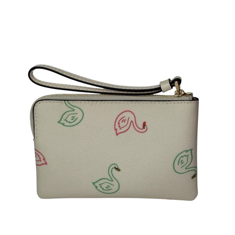 Coach Coach Corner Zip Wristlet with Swan Print Small Clutch Purse Size ONE SIZE - 3 Thumbnail