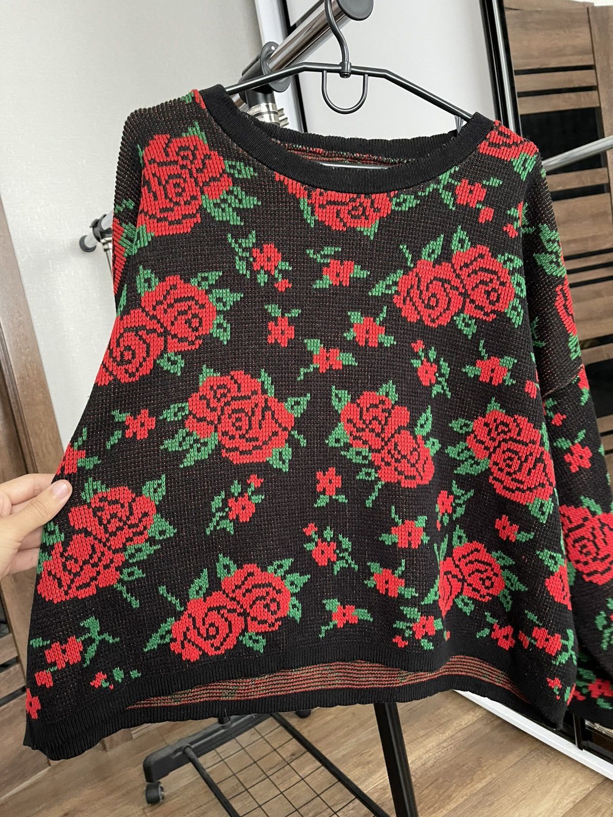 Japanese Brand Wakatsuki Chinatsu WC Roses Japanese Sweater Knit Pullover Size US M / EU 48-50 / 2 - 7 Thumbnail