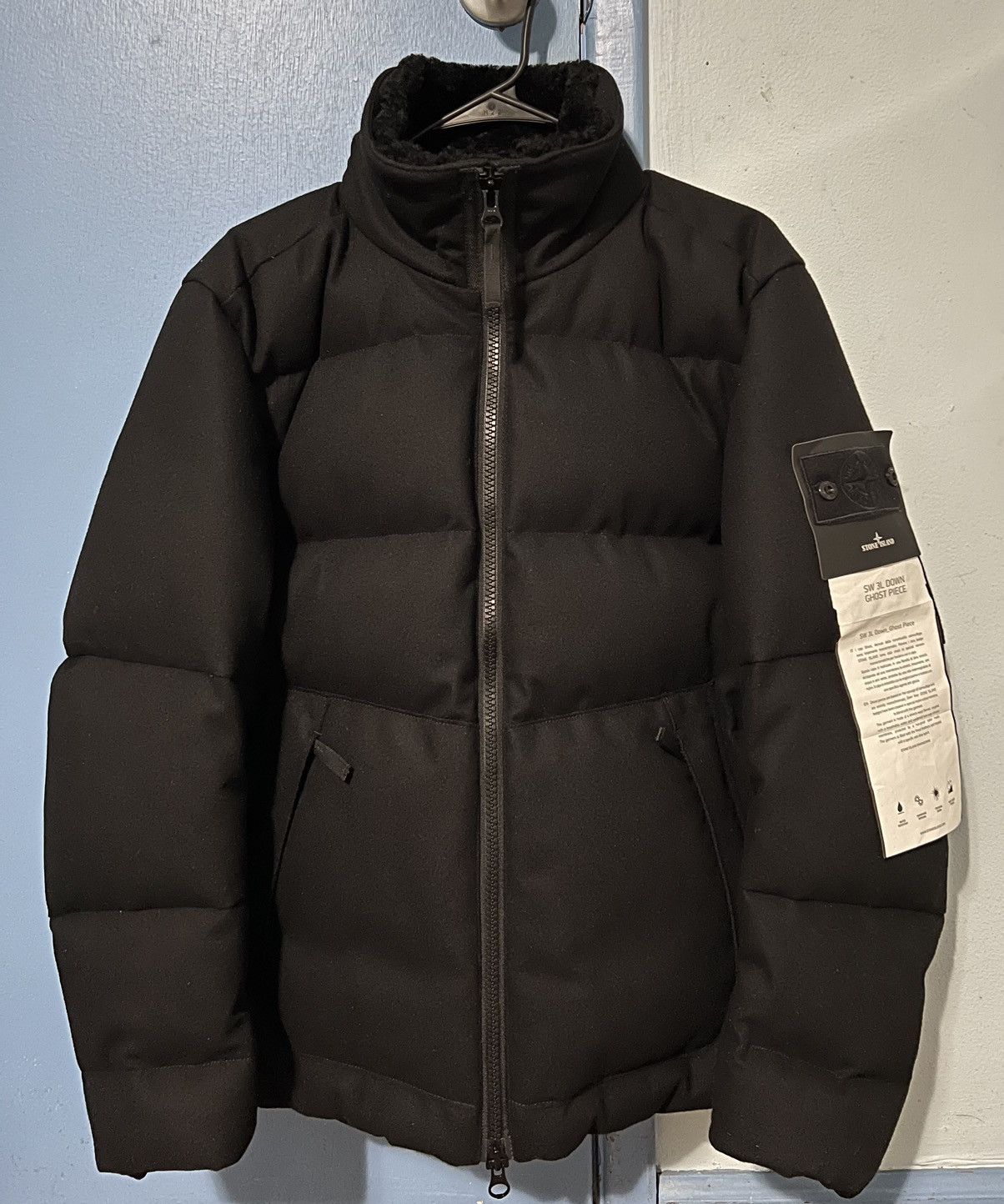 Image of Stone Island Sw 3L Down Ghost Piece Jacket in Black, Men's (Size Small)