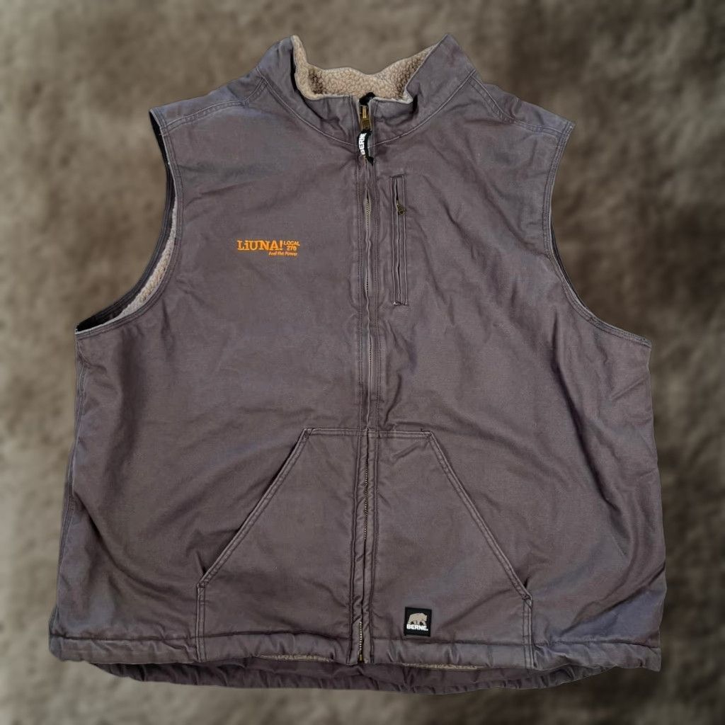 Vintage Berne Vest Mens 4XL Brown Canvas Sherpa Lined Full Zip Quilted Workwear Size US XXL / EU 58 / 5 - 1 Thumbnail
