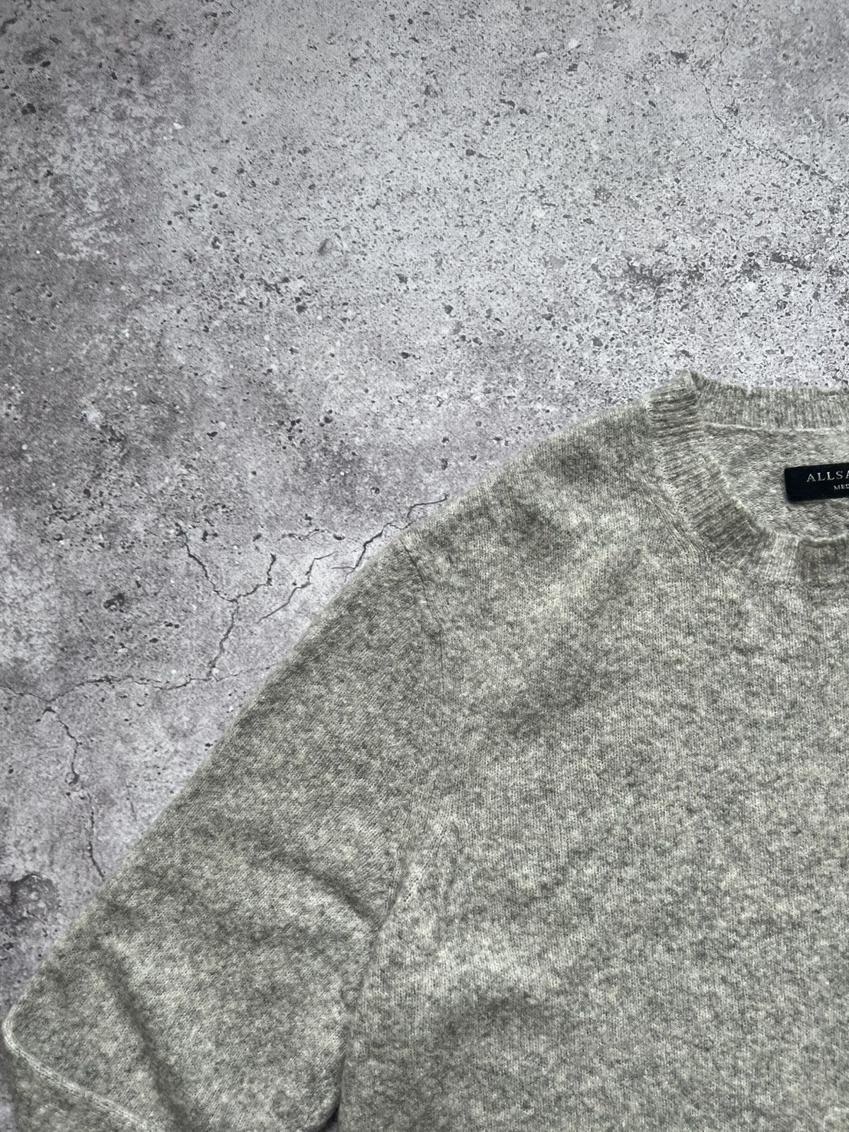 Allsaints AllSaints Wool Distressed Sweater Gray Medium Men's Size US M / EU 48-50 / 2 - 5 Thumbnail