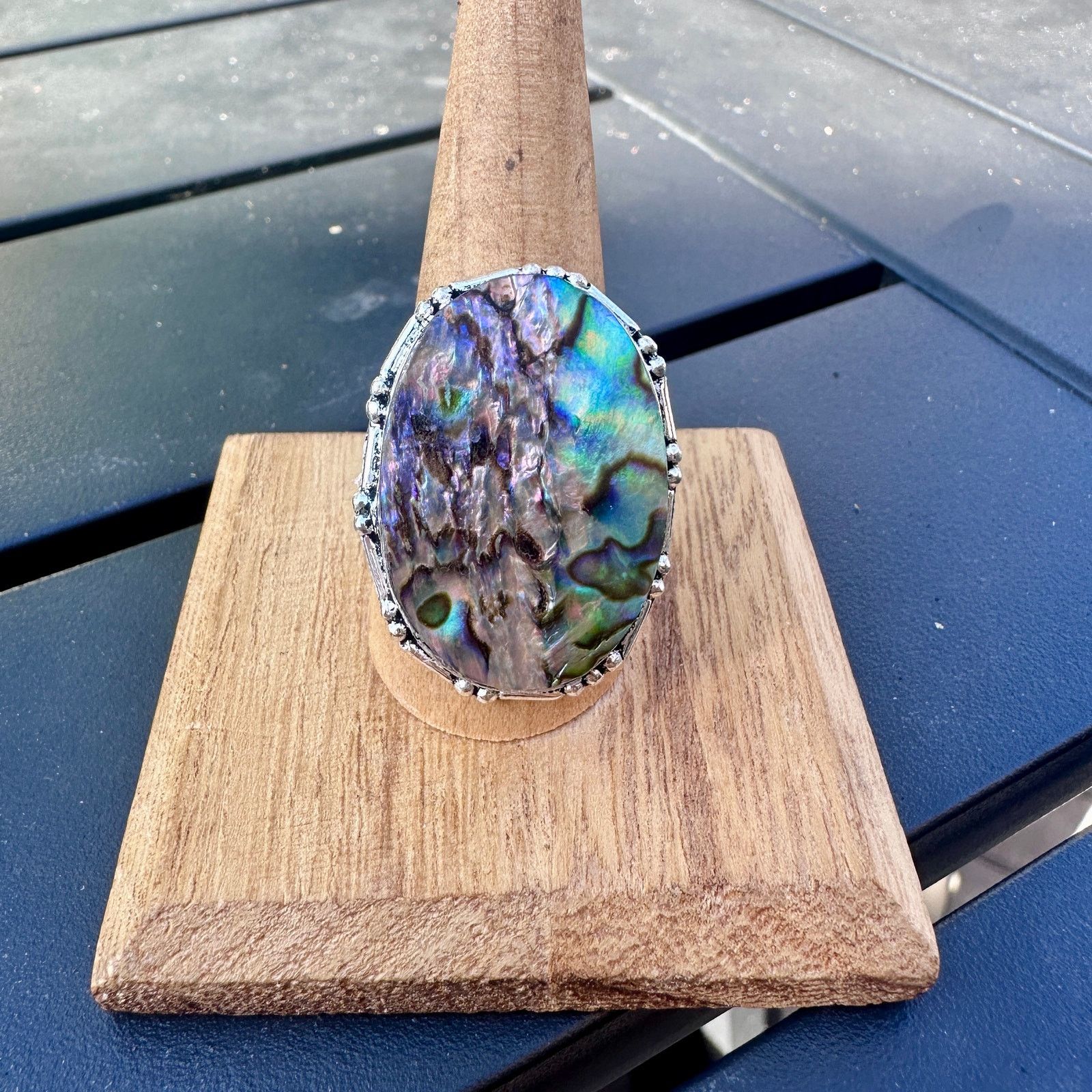 The Unbranded Brand Abalone Silver Ring Size 10.5 Size ONE SIZE - 1 Thumbnail