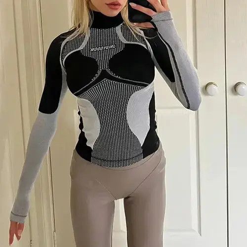 Japanese Brand CIBBAR Contrast Crop Top Women Chic Print Techwear Size S / US 4 / IT 40 - 5 Thumbnail