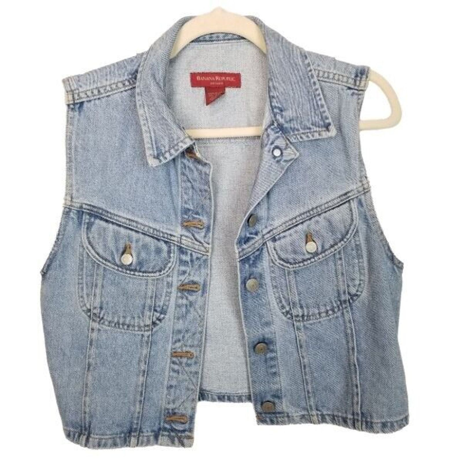Banana Republic Banana Republic Womens Cropped Denim Vest Size M Western Size M / US 6-8 / IT 42-44 - 1 Thumbnail