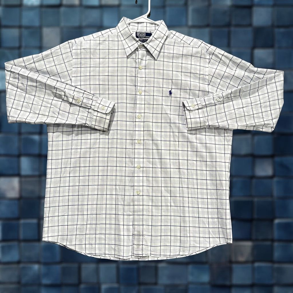 Polo Ralph Lauren VINTAGE Polo Ralph Lauren Shirt Mens L White Plaid Button-Up Size US L / EU 52-54 / 3 - 1 Thumbnail
