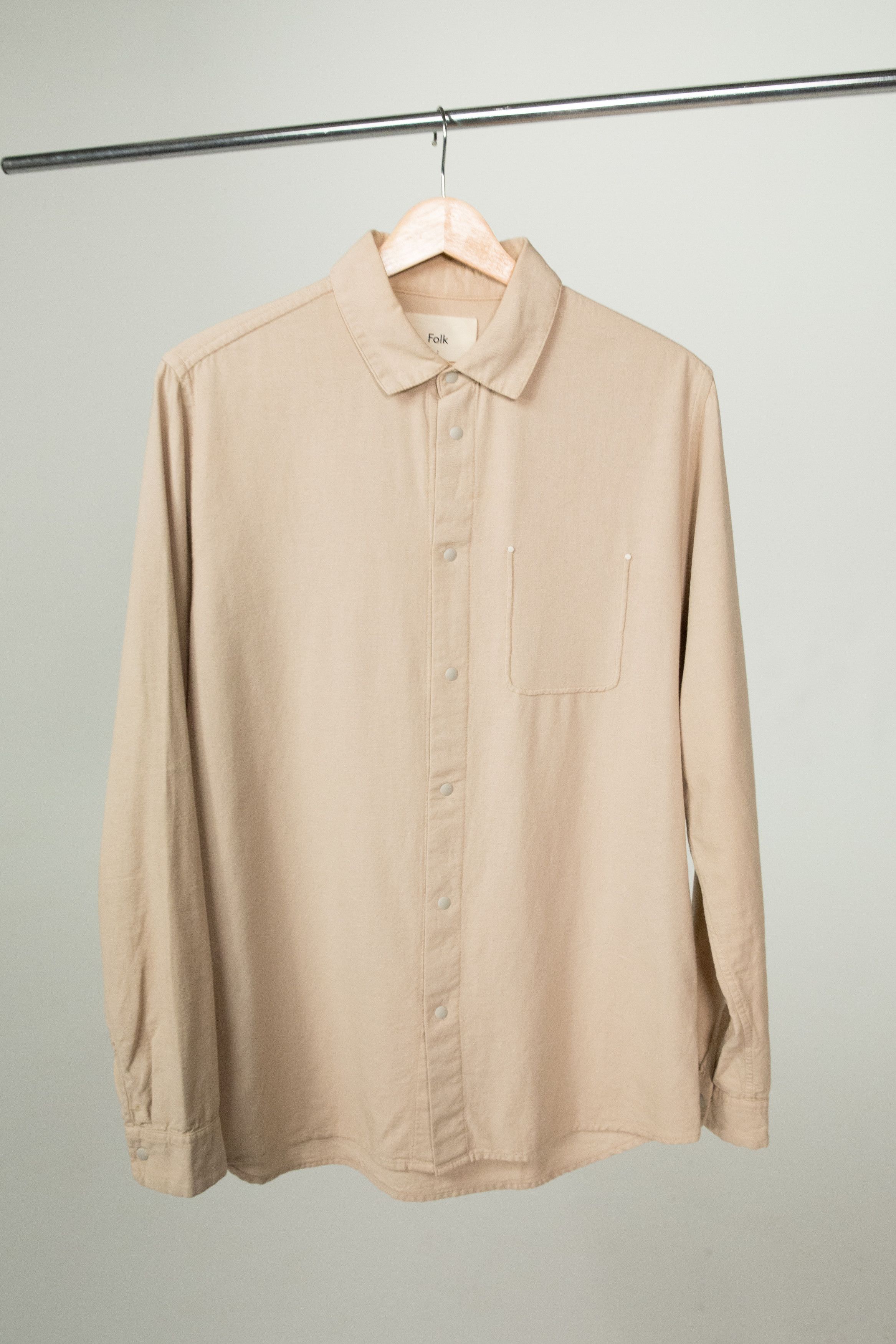 Folk Folk Flannel Pop Stud Shirt in Sand Size US S / EU 44-46 / 1 - 9 Thumbnail