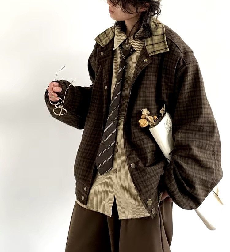 Other Streetwear Casual Oversized Patchwork Plaid Design Jacket Size US M / EU 48-50 / 2 - 2 Thumbnail