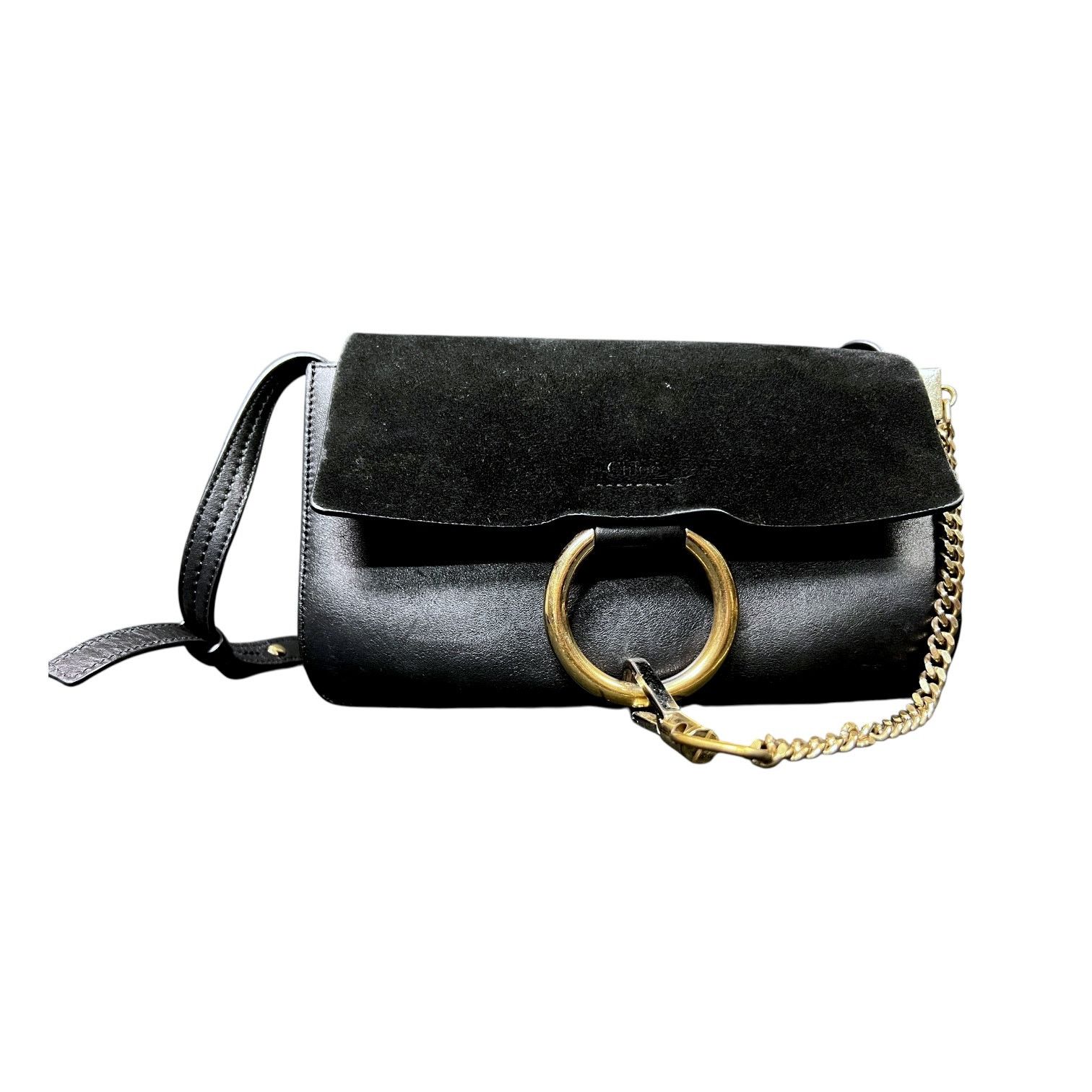 Chloe Chloe Faye Black & Gold Handbag w/ Strap - $1,350 Retail Size ONE SIZE - 1 Thumbnail