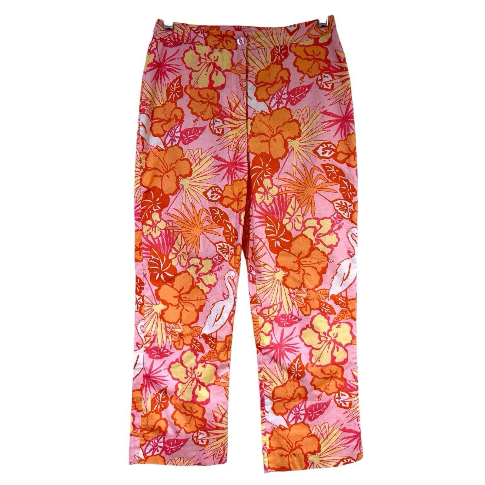 Designer LILLY PULITZER Floral Capri Crop Pants Size 2 Orange/Pink Size 26" / US 2 / IT 38 - 1 Thumbnail