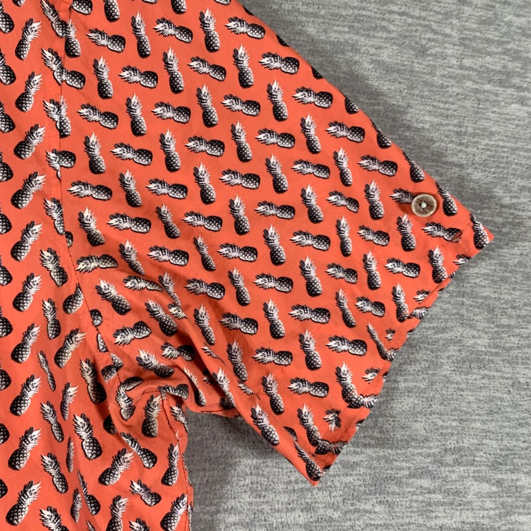 Ted Baker Ted Baker Shirt Mens Large Orange Pineapple Print Short Sleeve Button Front Size US L / EU 52-54 / 3 - 4 Thumbnail