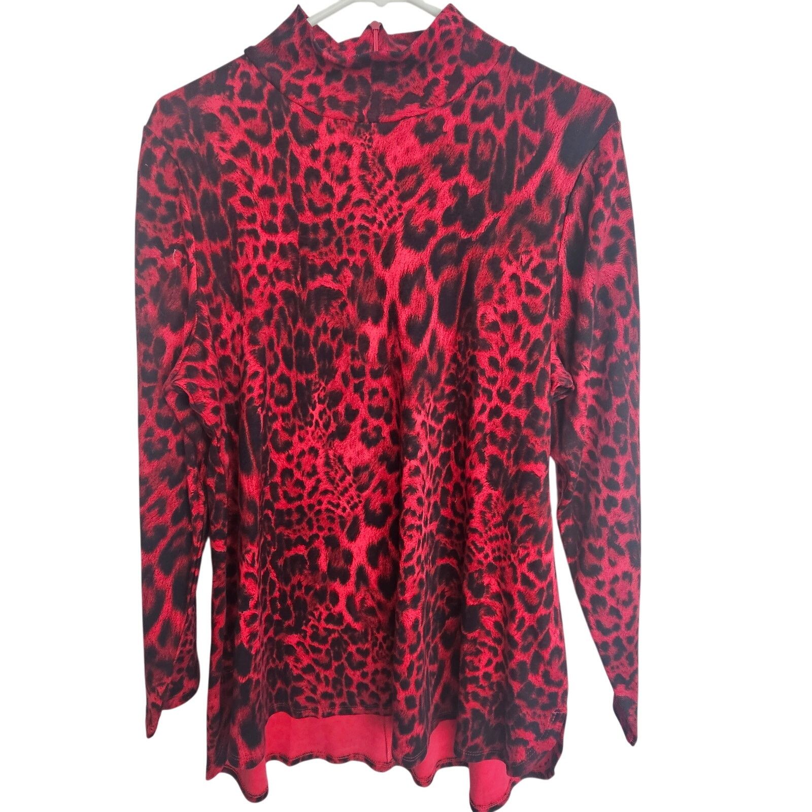 Chicos Chicos Blouse 2 (US L) Leopard Mock LS Artsy Art To Wear Size L / US 10 / IT 46 - 1 Thumbnail