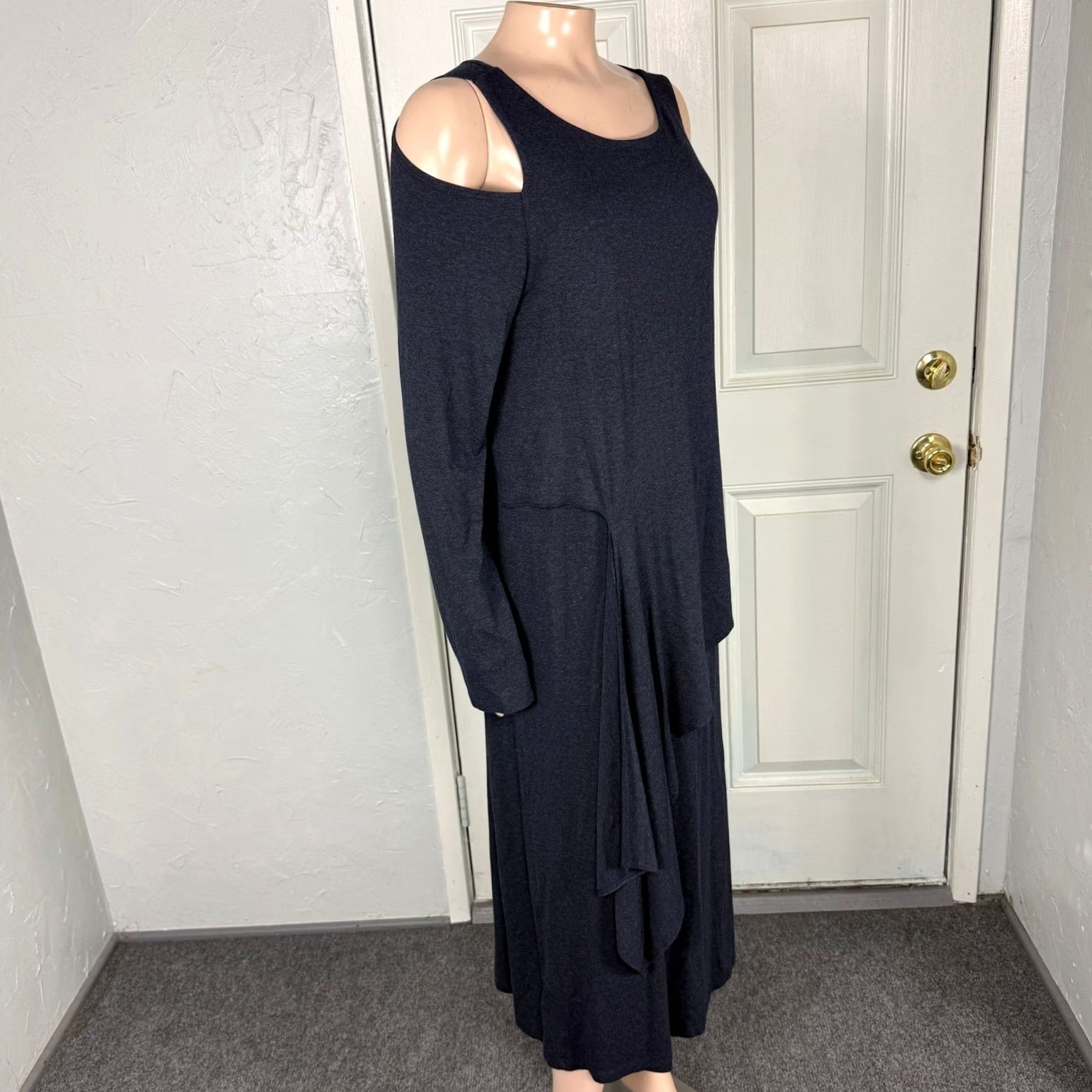 Vintage Testimony Los Angeles Women's Dress Shirt? No, Boho Cotton Navy Knee Length L Long Sleeve Casual Vintage? (Select best fit) Size L / US 10 / IT 46 - 5 Thumbnail