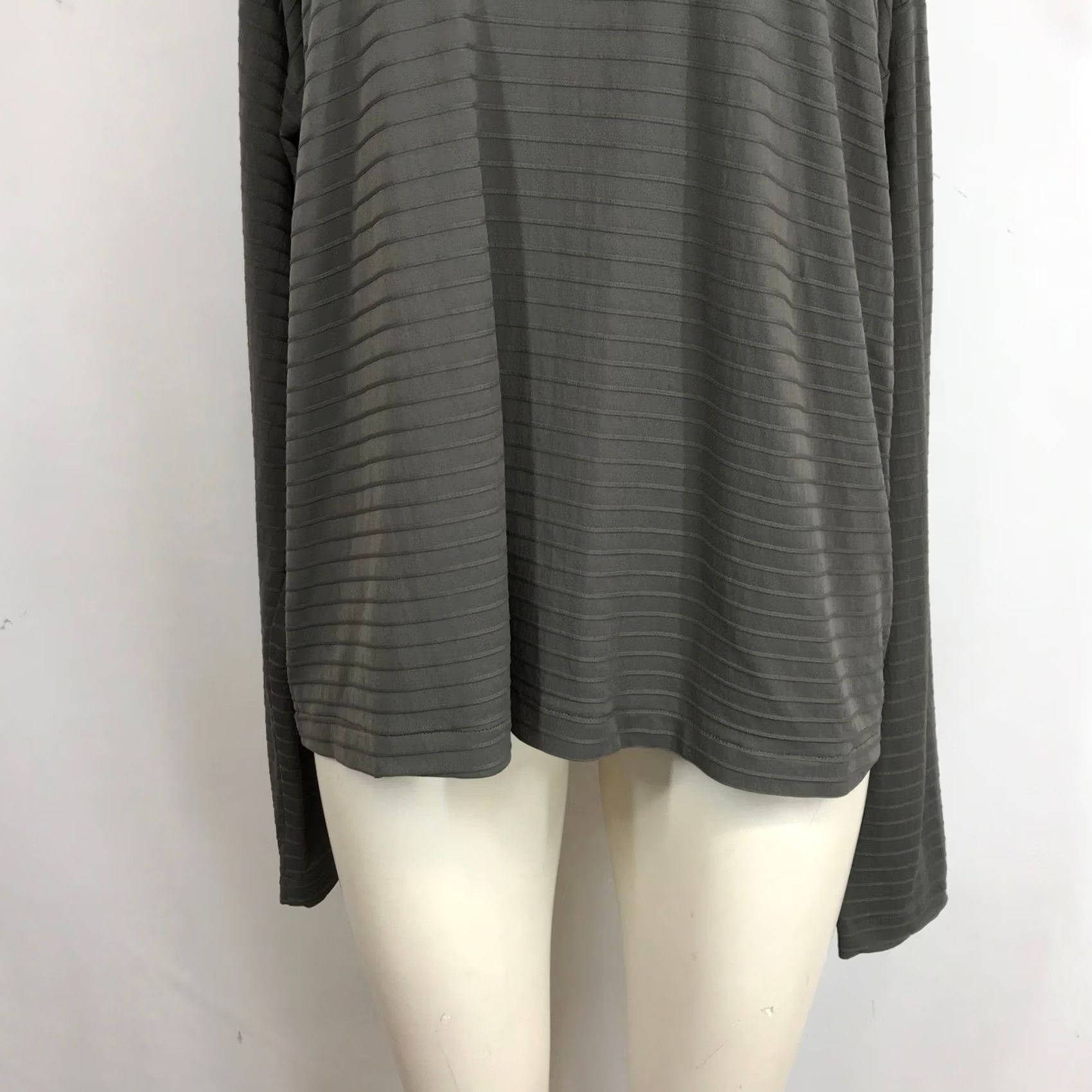 CO F.H. Clothing Co Large Long Sleeve Striped Turtleneck Top Chic Olive Green Size L / US 10 / IT 46 - 3 Thumbnail