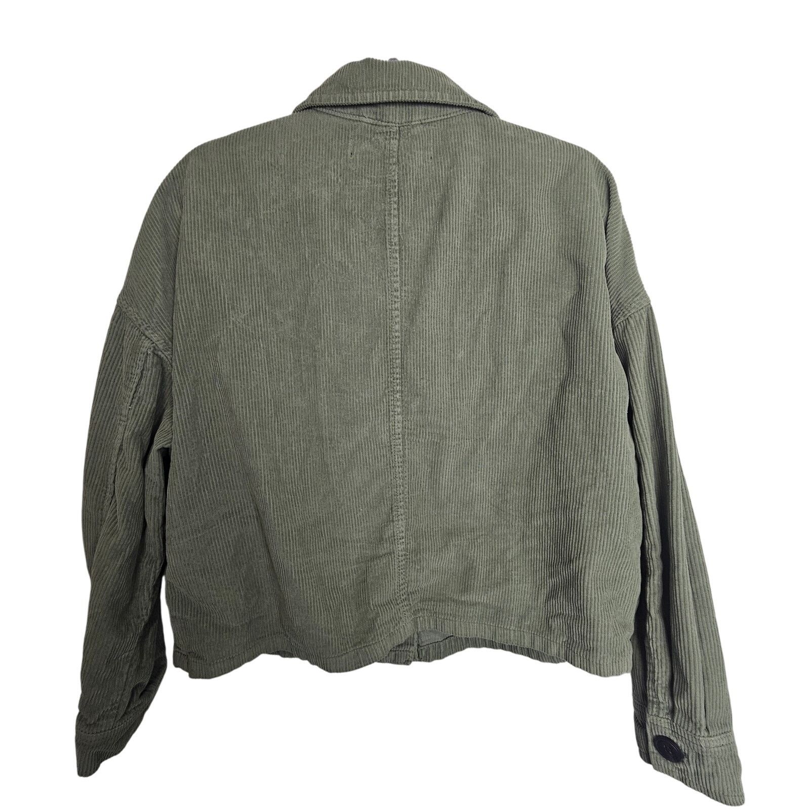 Zara Zara Jacket Green Corderoy Button Front Crop Shirt Shacket L Size L / US 10 / IT 46 - 8 Thumbnail