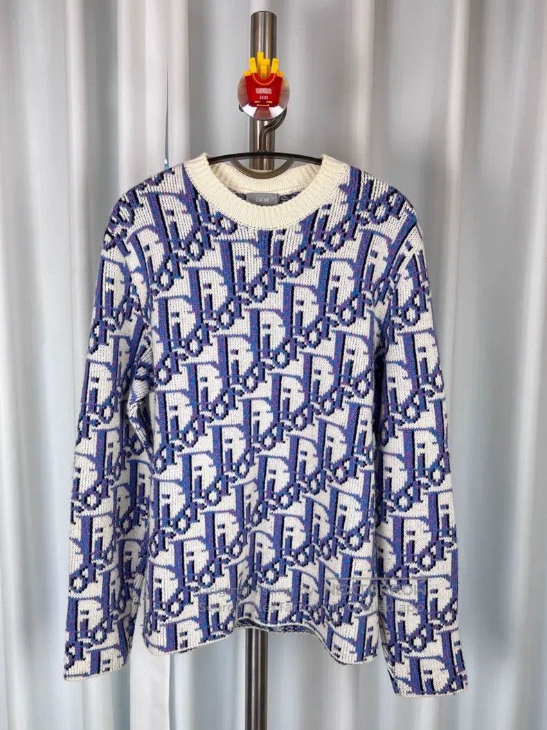 Dior Classic old flower full print wool knit sweater