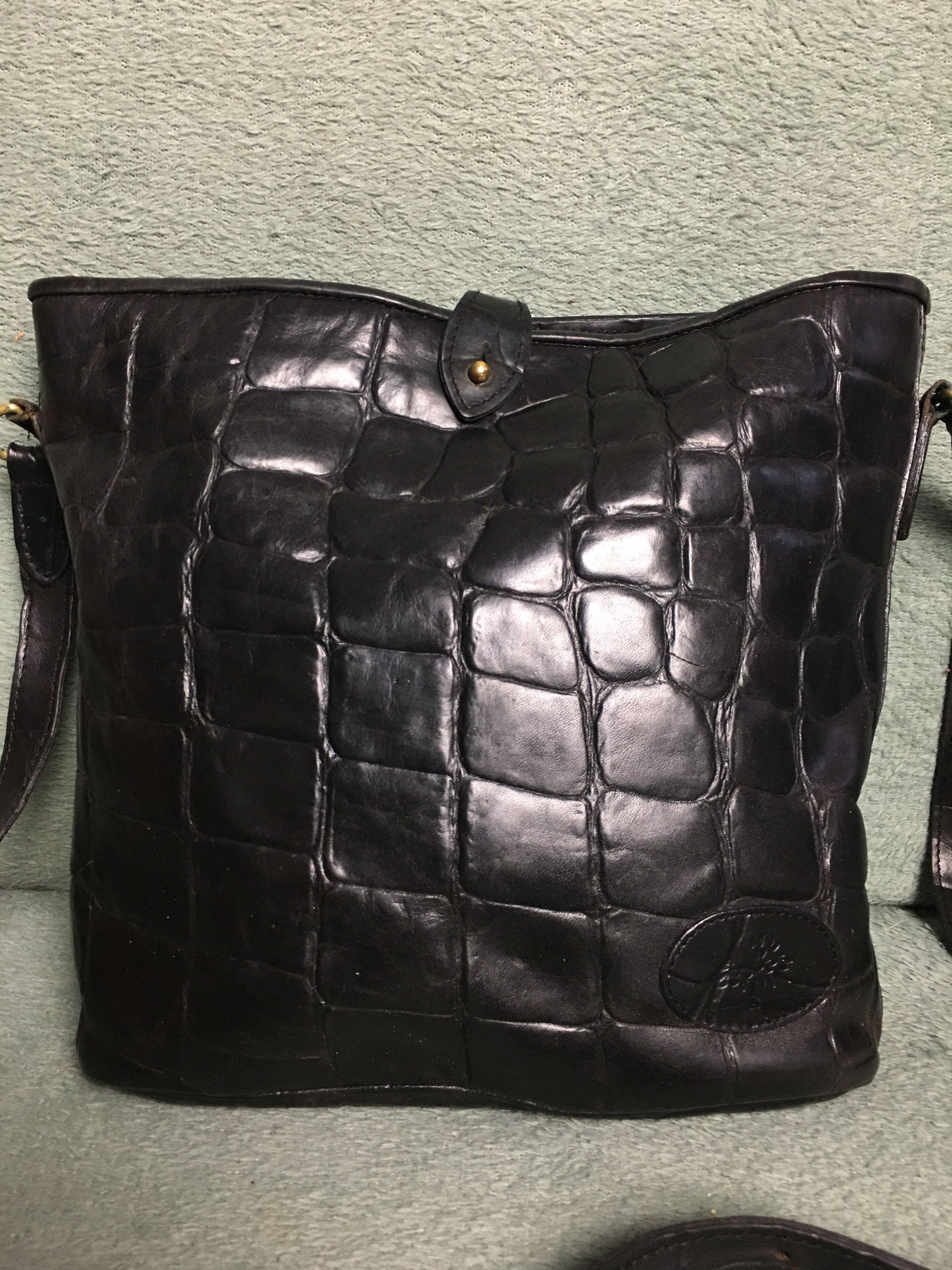 Mulberry Mulberry Black Leather Croco Embossed Shoulder Bag Size ONE SIZE - 4 Thumbnail