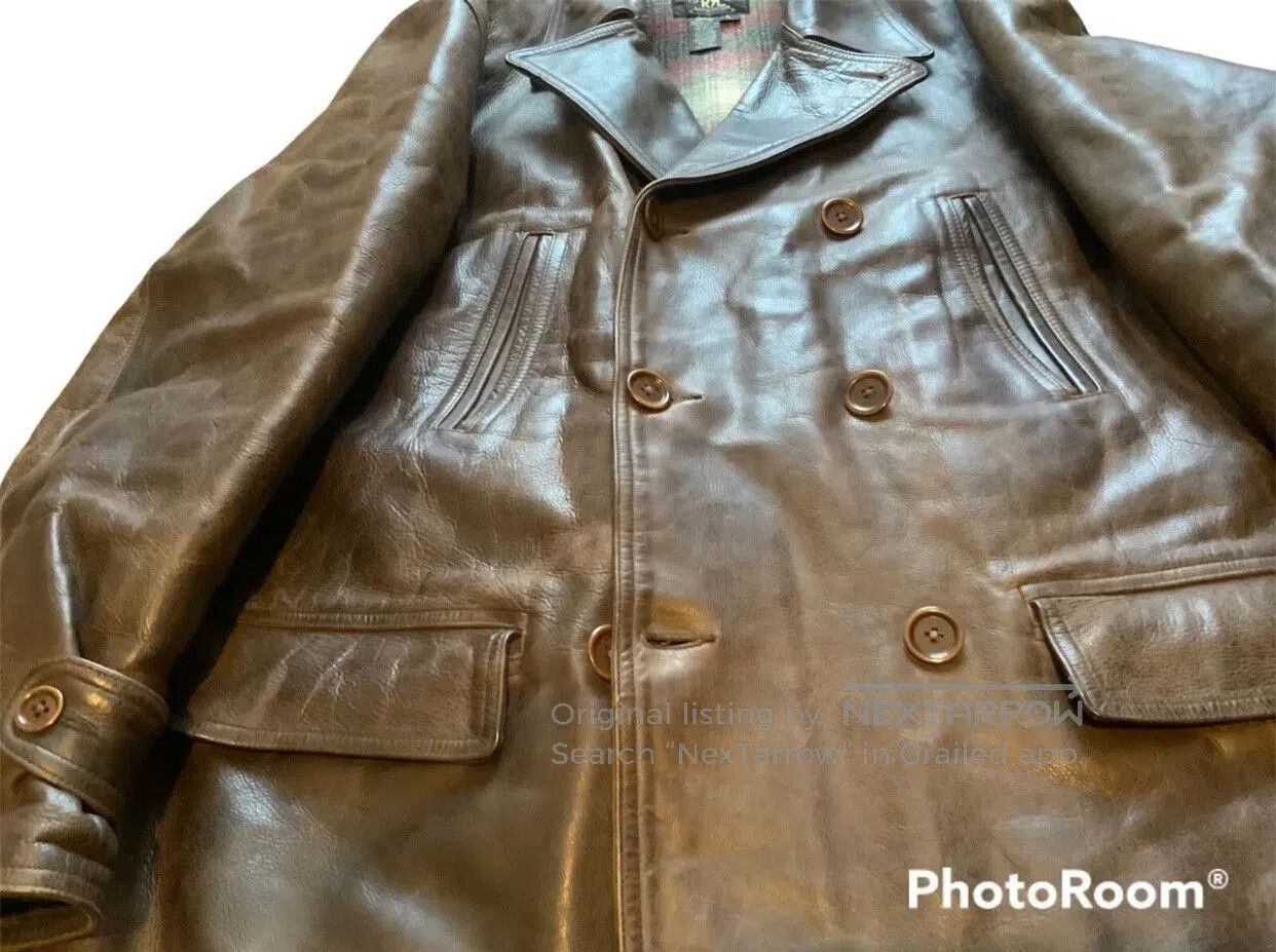 RRL Ralph Lauren vintage rrl leather parka with plaid lining. Size US M / EU 48-50 / 2 - 7 Thumbnail