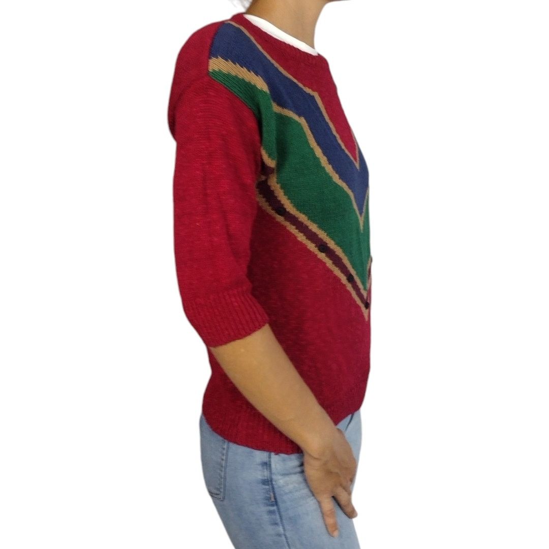 Vintage Vintage Round Neck Jewel Tone Sweater Size S / US 4 / IT 40 - 4 Thumbnail