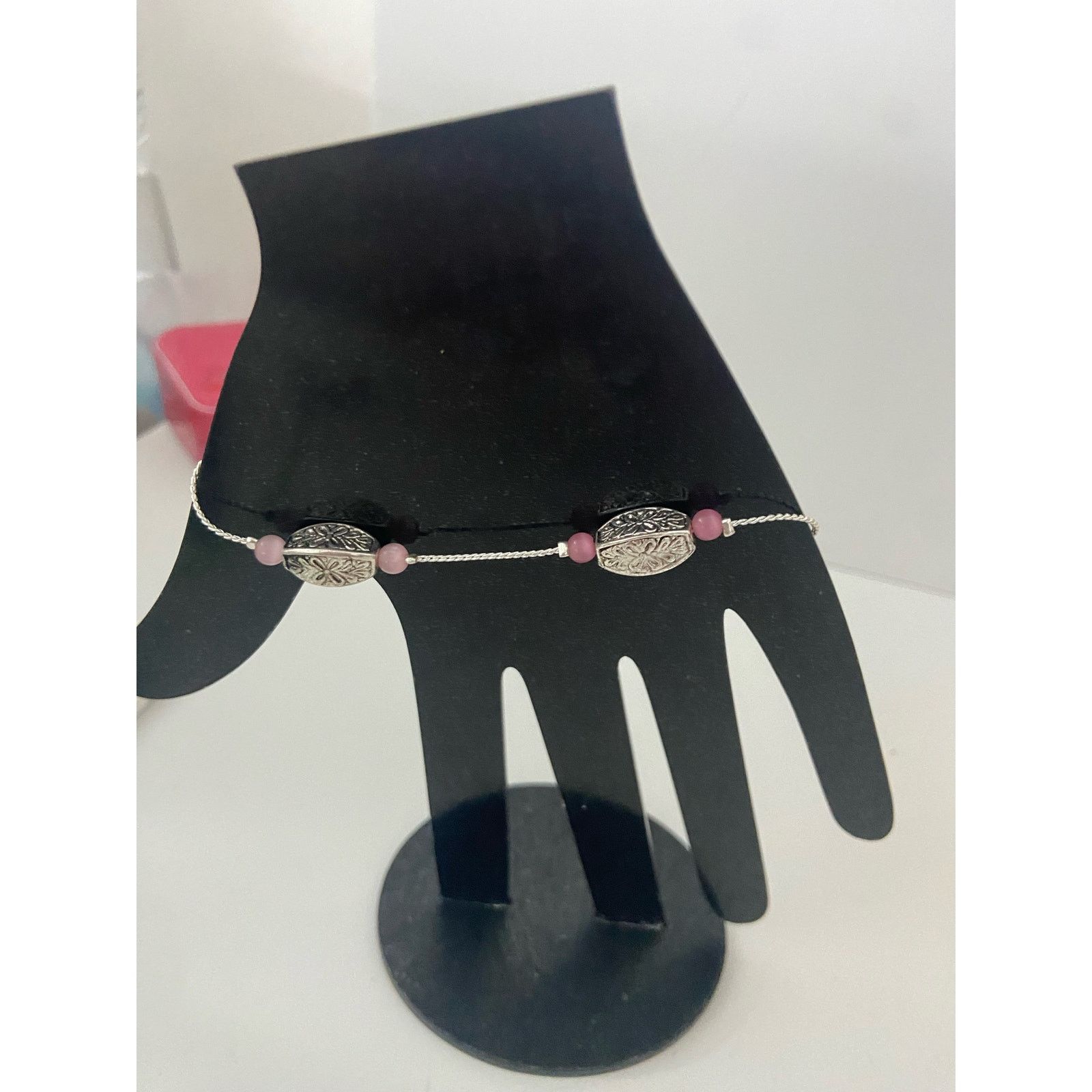Other Chain bracelet silver tone pink beads Size ONE SIZE - 3 Thumbnail