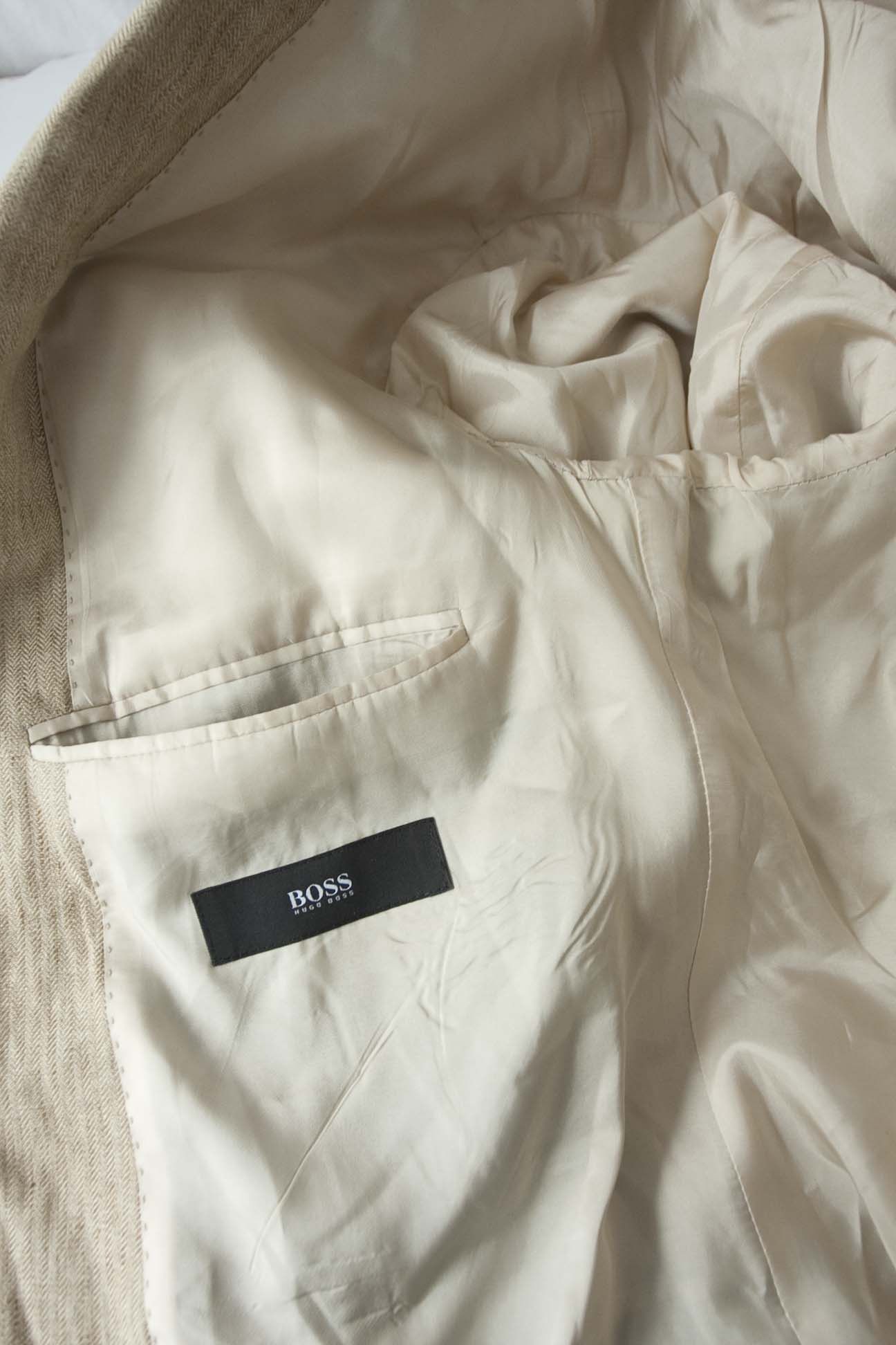 Hugo Boss Hugo Boss Jacket Rossellini 100% Linen Size 44R Herringbone Size 44R - 3 Thumbnail