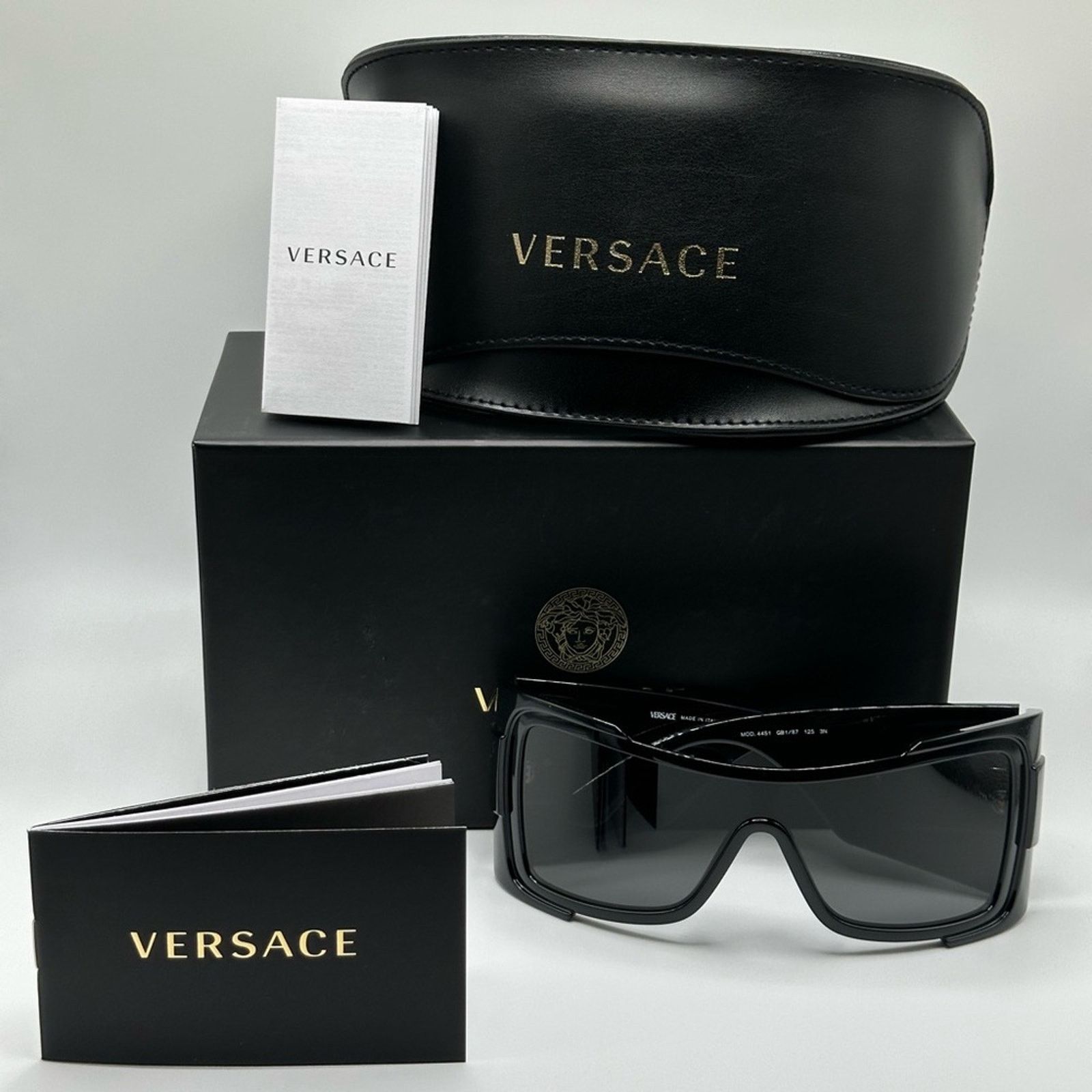 Versace NEW VERSACE VE4451 GB1/87 Black Dark Grey Unisex Sunglasses Size ONE SIZE - 10 Thumbnail