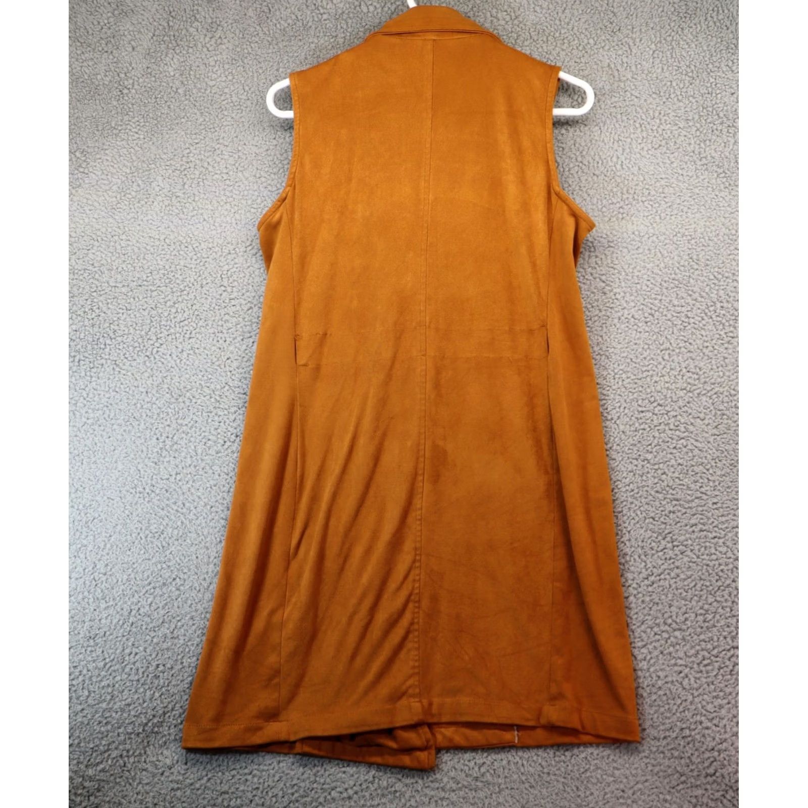 Vintage Kendall + Kylie Women Long Jacket Vest Orange Velour Button L Size L / US 10 / IT 46 - 6 Thumbnail
