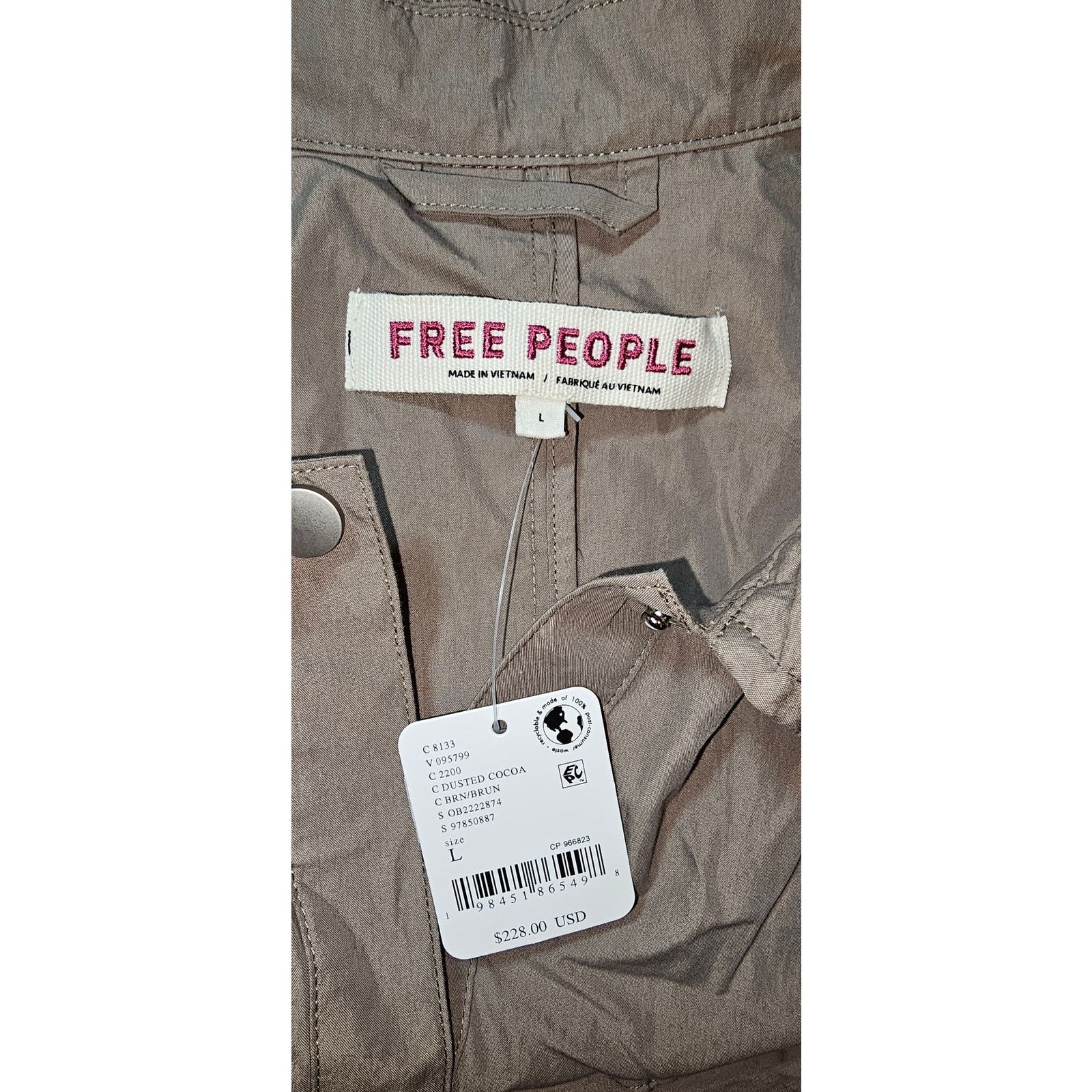 Free People NWT Indy Trench Coat $228 LARGE Dusted Cocoa BROWN Size L / US 10 / IT 46 - 6 Thumbnail