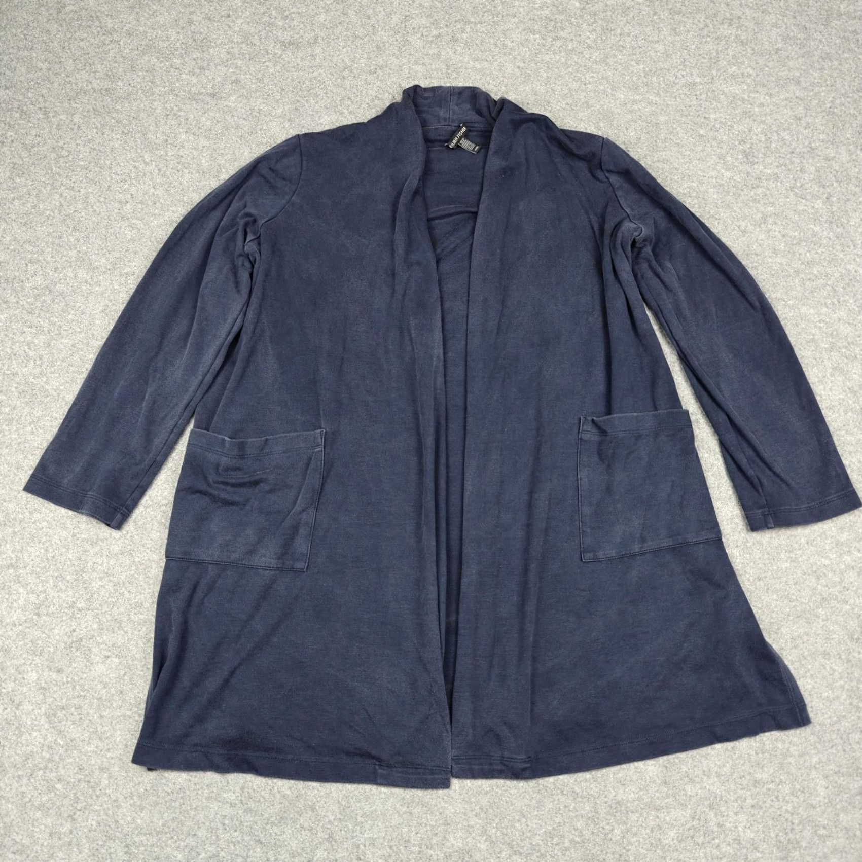 Eileen Fisher Eileen Fisher Cardigan Womens Medium Blue Tencel Lyocell Open Front Pockets Size M / US 6-8 / IT 42-44 - 2 Thumbnail