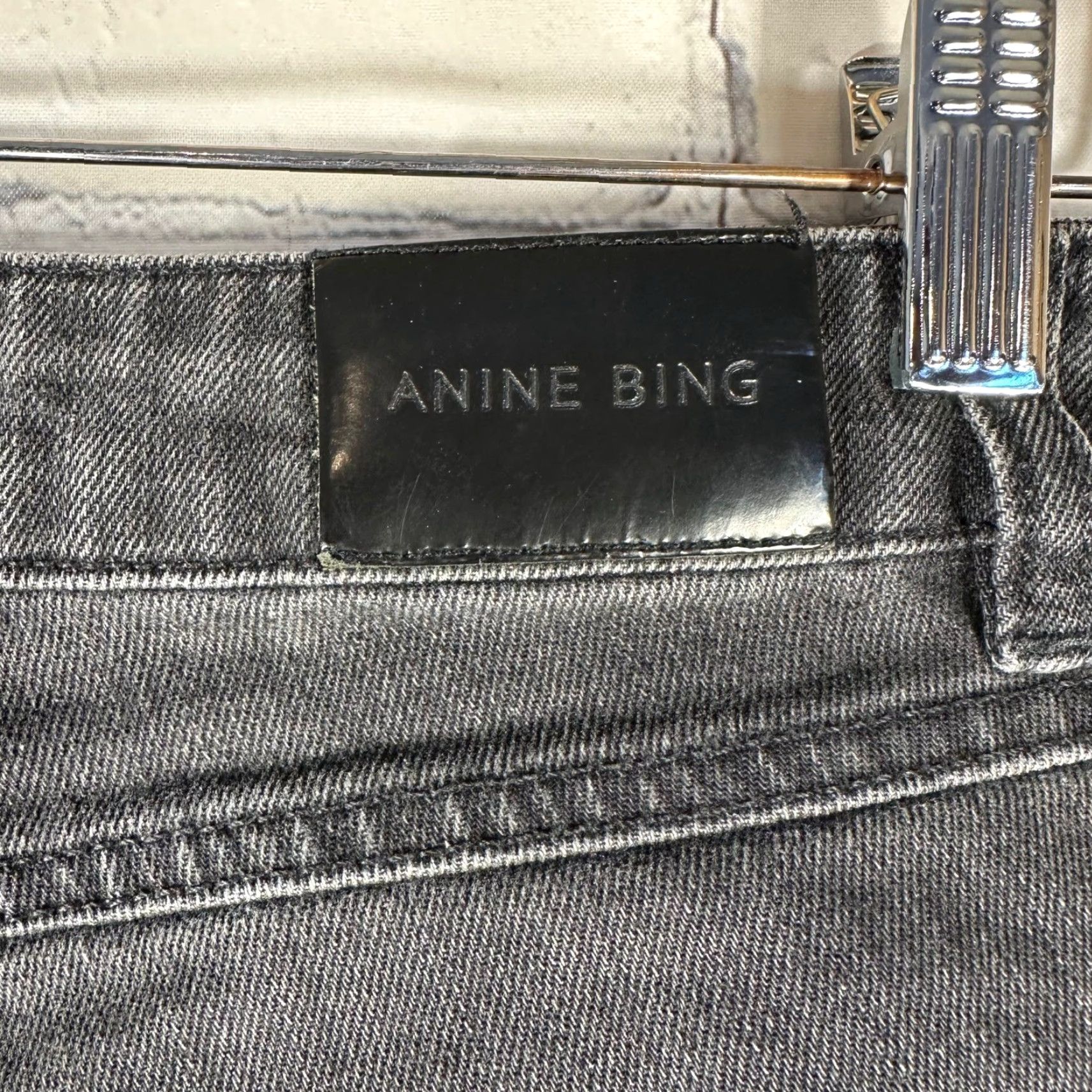 Anine Bing ANINE BING Jeans Womens High Waisted Button Fly Skinny Faded Black Denim 27 Size 27" / US 4 / IT 40 - 6 Thumbnail
