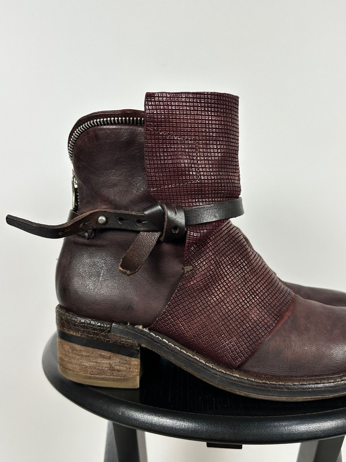 A.S.98 A.S.98. Airstep Burgundy Leather Biker Ankle Boho Boots Size US 9 / IT 39 - 14 Thumbnail