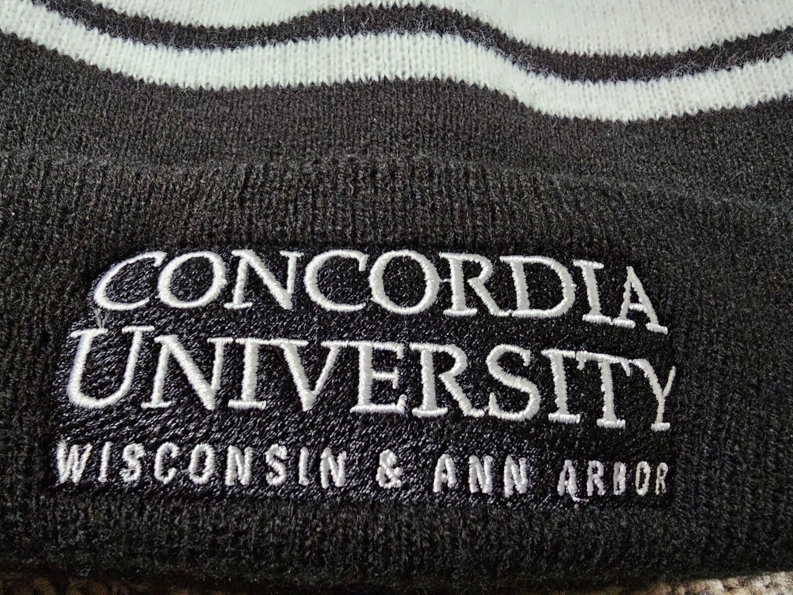 Designer concordia university poof Beanie winter hat Black White Size ONE SIZE - 2 Thumbnail