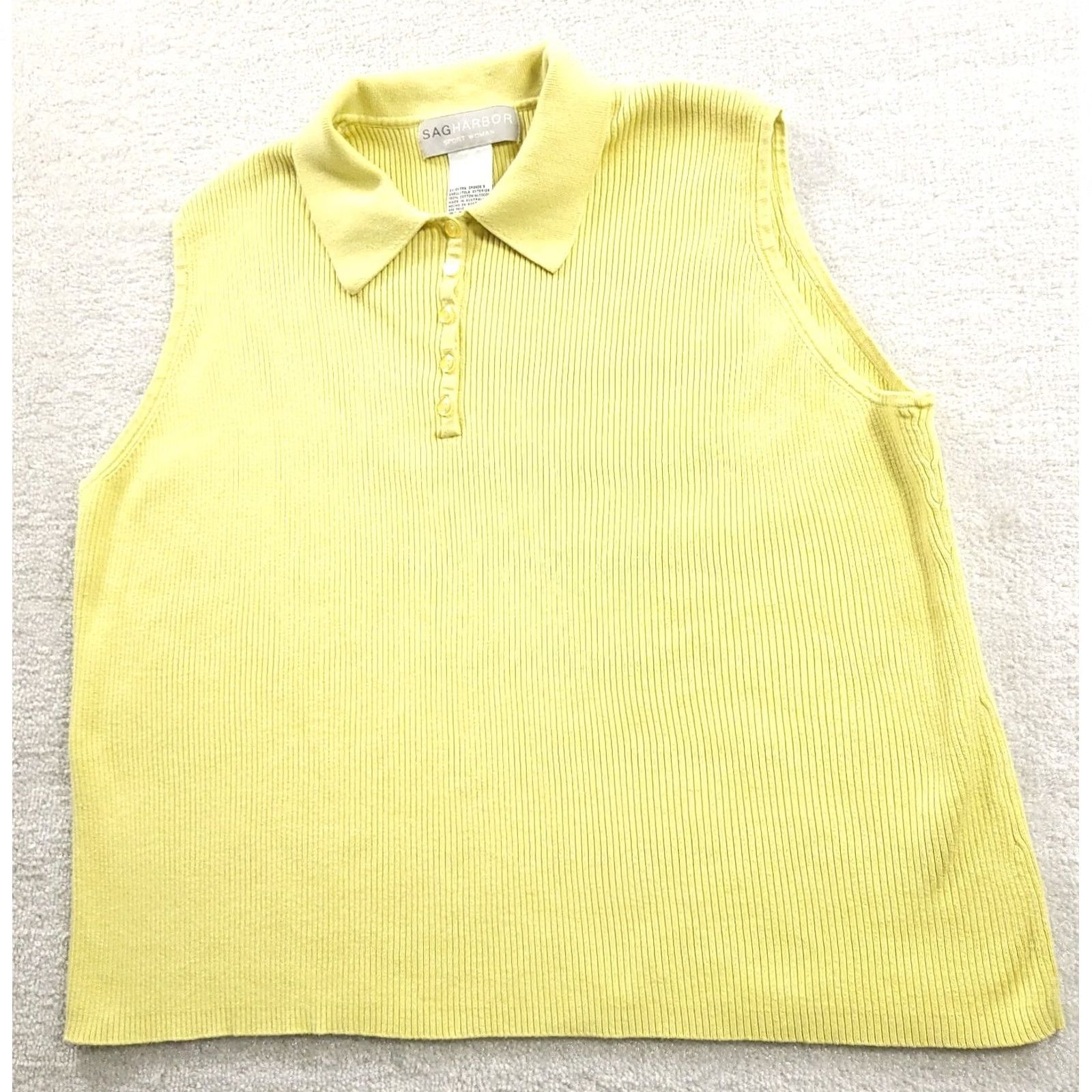 Vintage Sag Harbor Sport Shirt Women's 3X Green Ribbed Sleeveless Collared Top Size XXL / US 16-18 / IT 52-54 - 2 Thumbnail