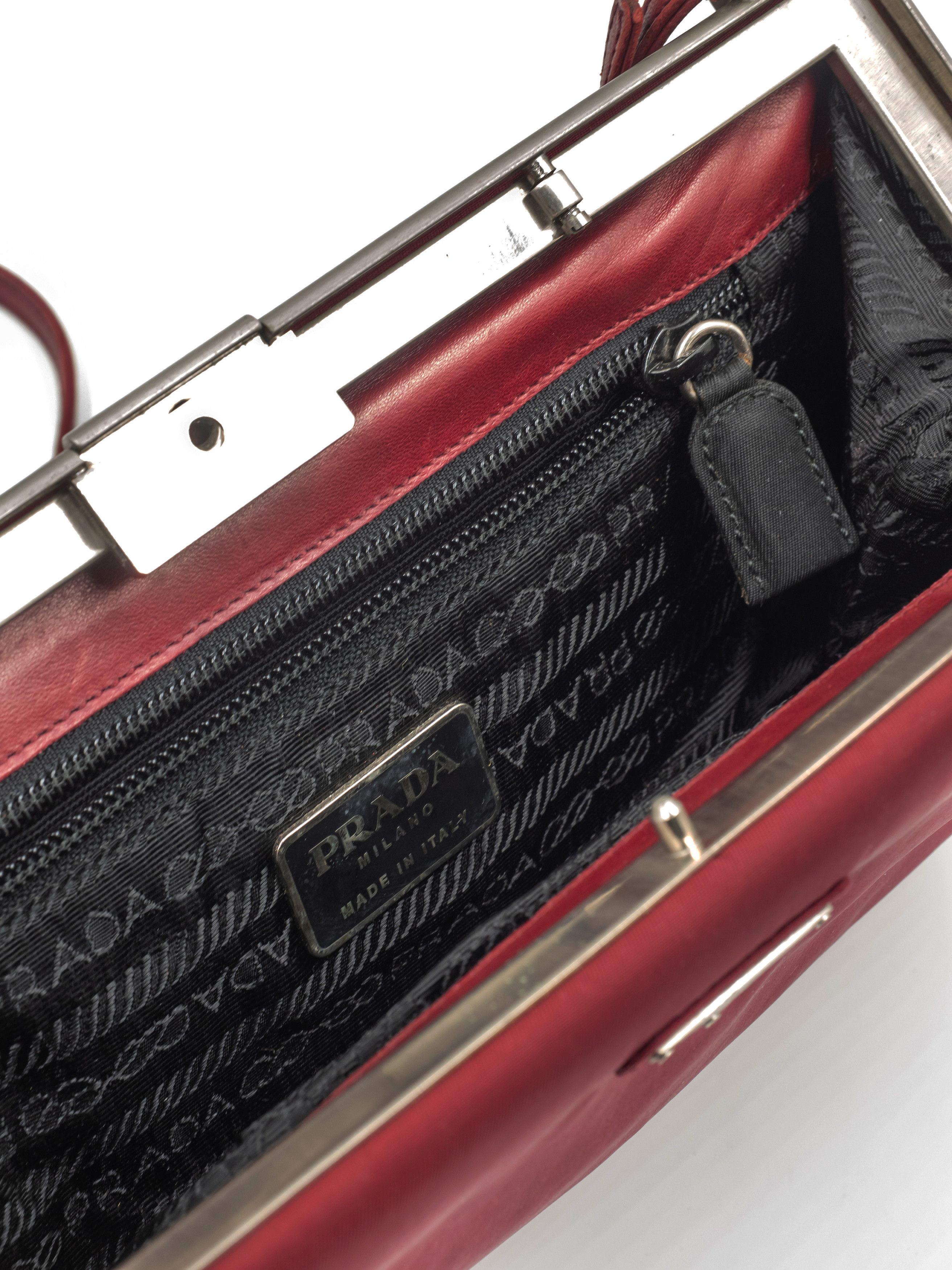 Prada Red Nylon Leather Shoulder Bag Size ONE SIZE - 6 Thumbnail