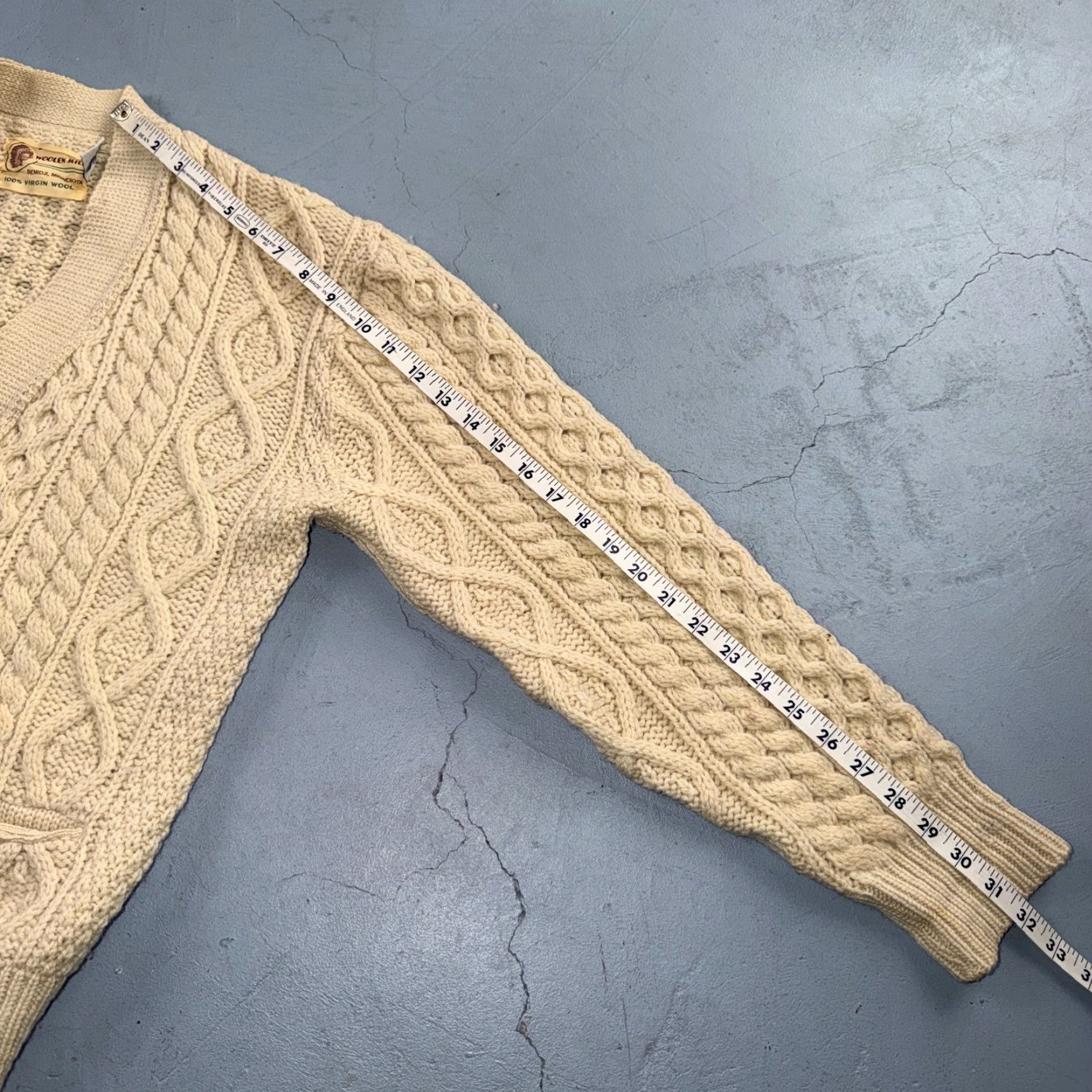 Vintage Bemidji Woolen Mills Yes Vintage Cardigan Crewneck? No — Actually: Bemidji VTG Woolen Mills Cream Cable Knit Cardigan Sweater Fisherman Boho 1970s Size US M / EU 48-50 / 2 - 5 Thumbnail