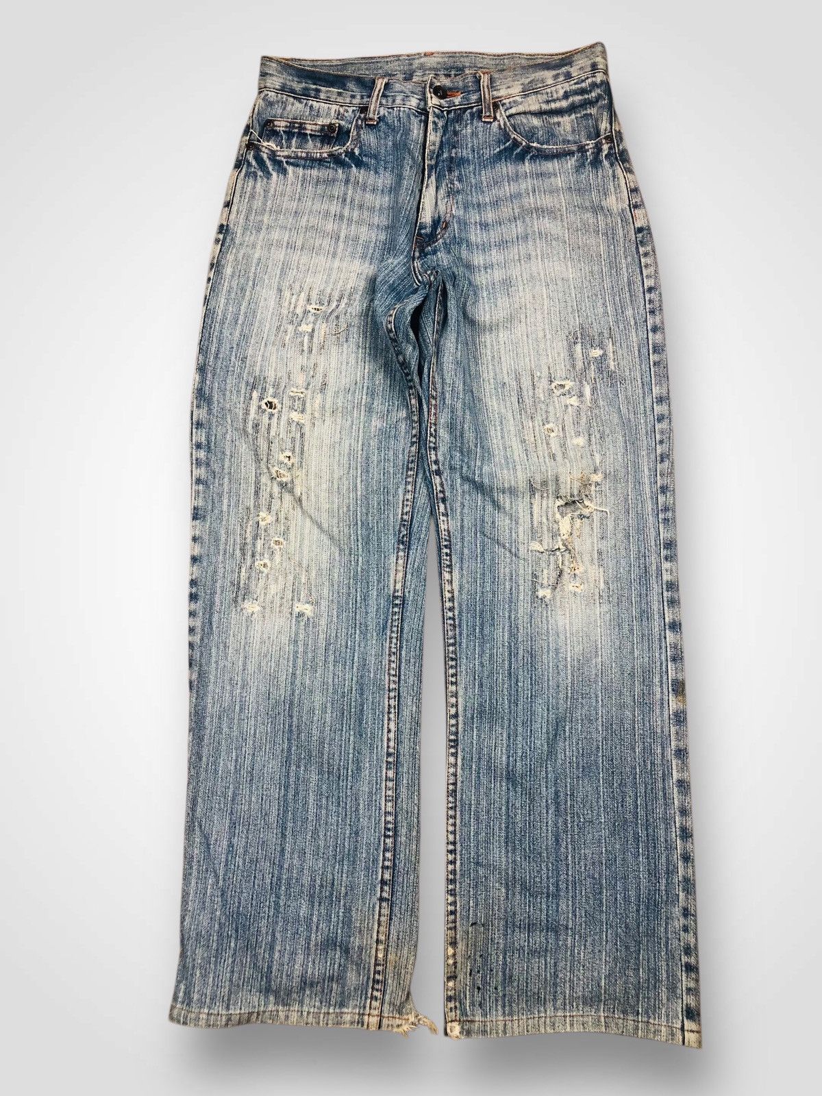 Japanese Brand Mulkul Jeans Y2K Distressed Baggy Denim (38) Size US 30 / EU 46 - 1 Thumbnail