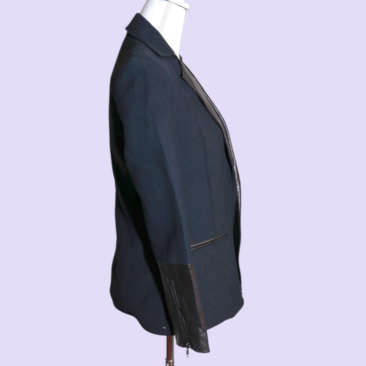 Helmut Lang HELMUT LANG Black Blazer with Lamb Leather Trim - Size 0 Size XS / US 0-2 / IT 36-38 - 4 Thumbnail