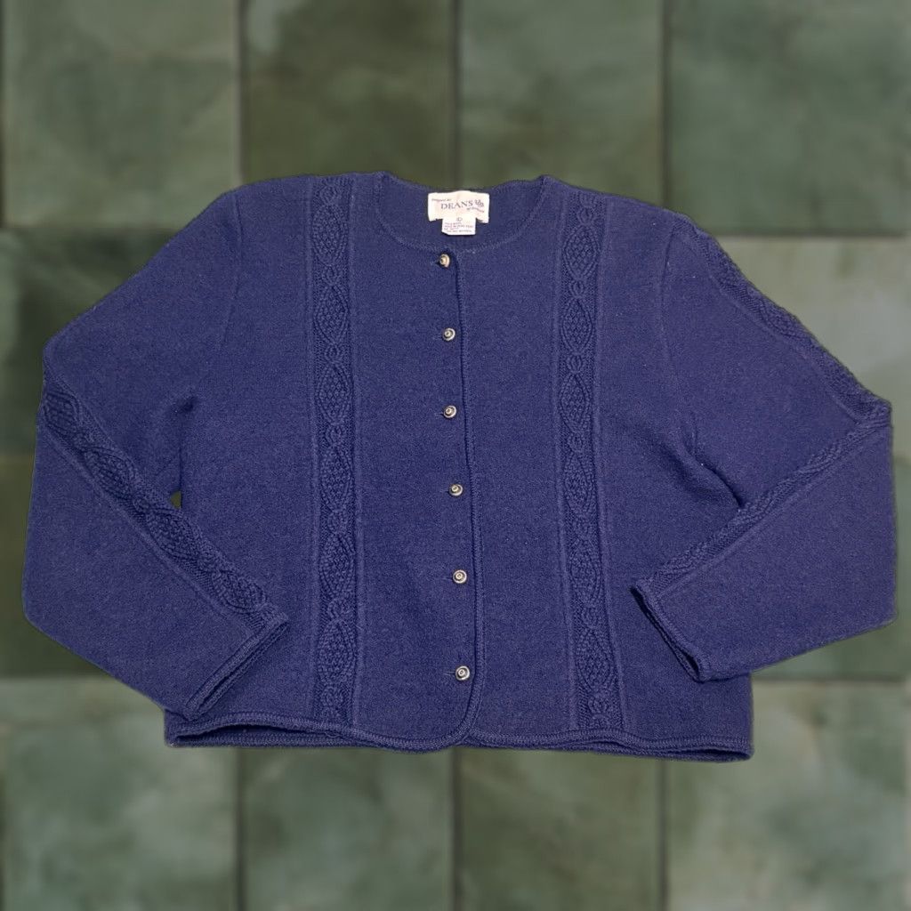 Vintage VINTAGE Deans of Scotland Sweater Cardigan Women’s Blue Knit Wool Button L Regular Size L / US 10 / IT 46 - 1 Thumbnail