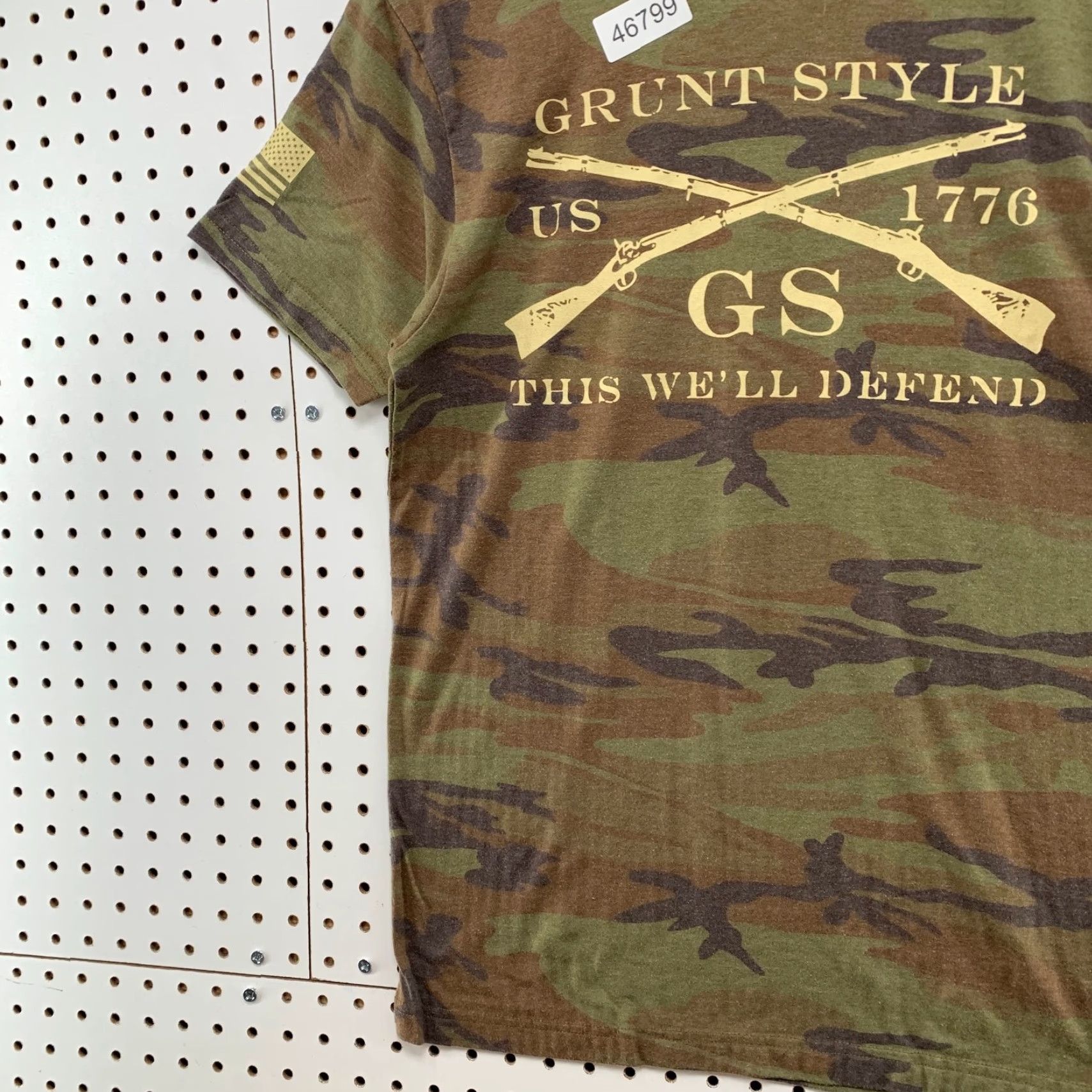 Vintage Grunt Style Camouflage T Shirt Mens M Camouflage Army USA Defend Military Shirt Men Beige T-Shirt Army 90s? Size US M / EU 48-50 / 2 - 5 Thumbnail