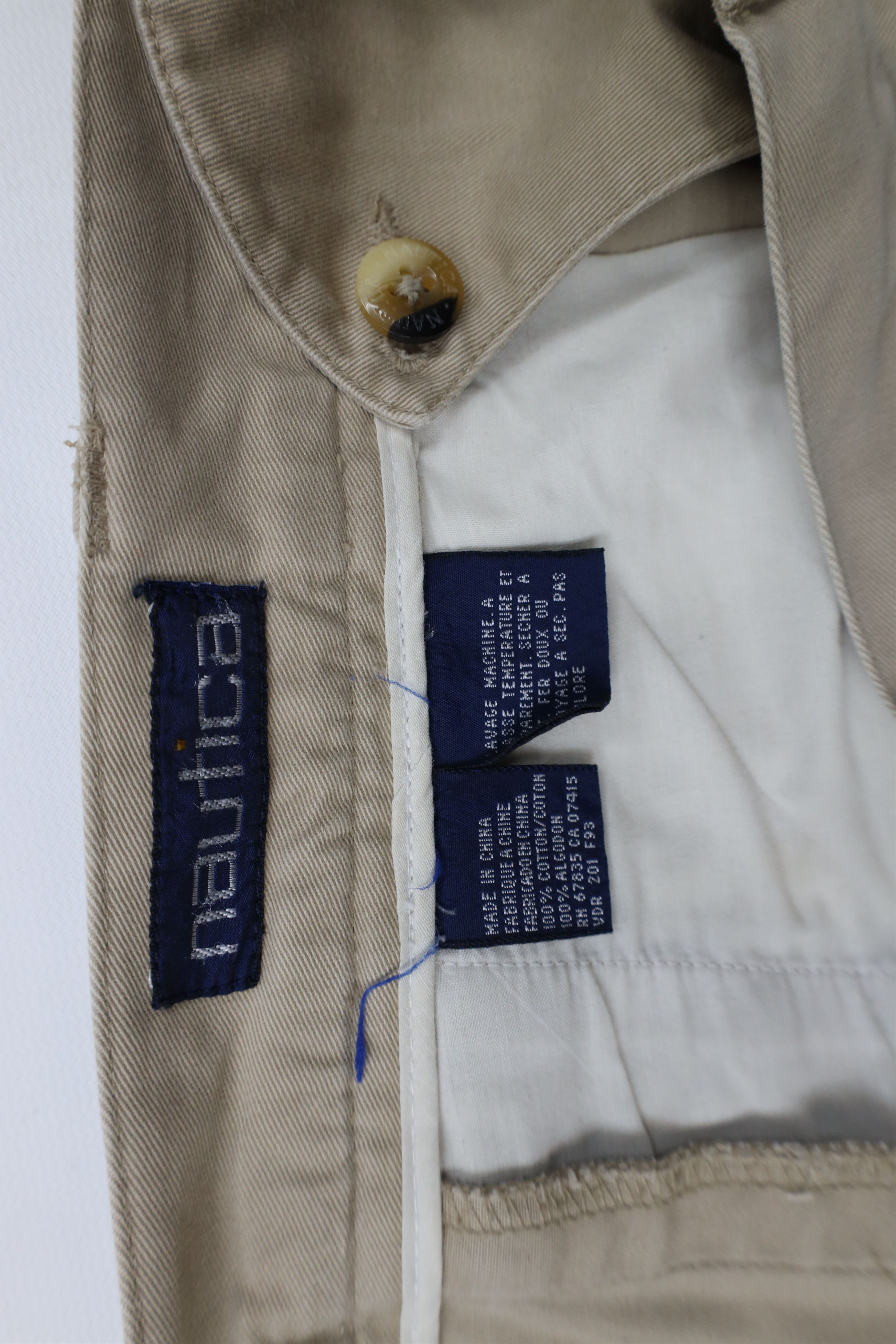 Nautica × Vintage Vintage 90s Nautica Pleated Cuffed Chino Pants Beige Cotton Size US 34 / EU 50 - 8 Thumbnail