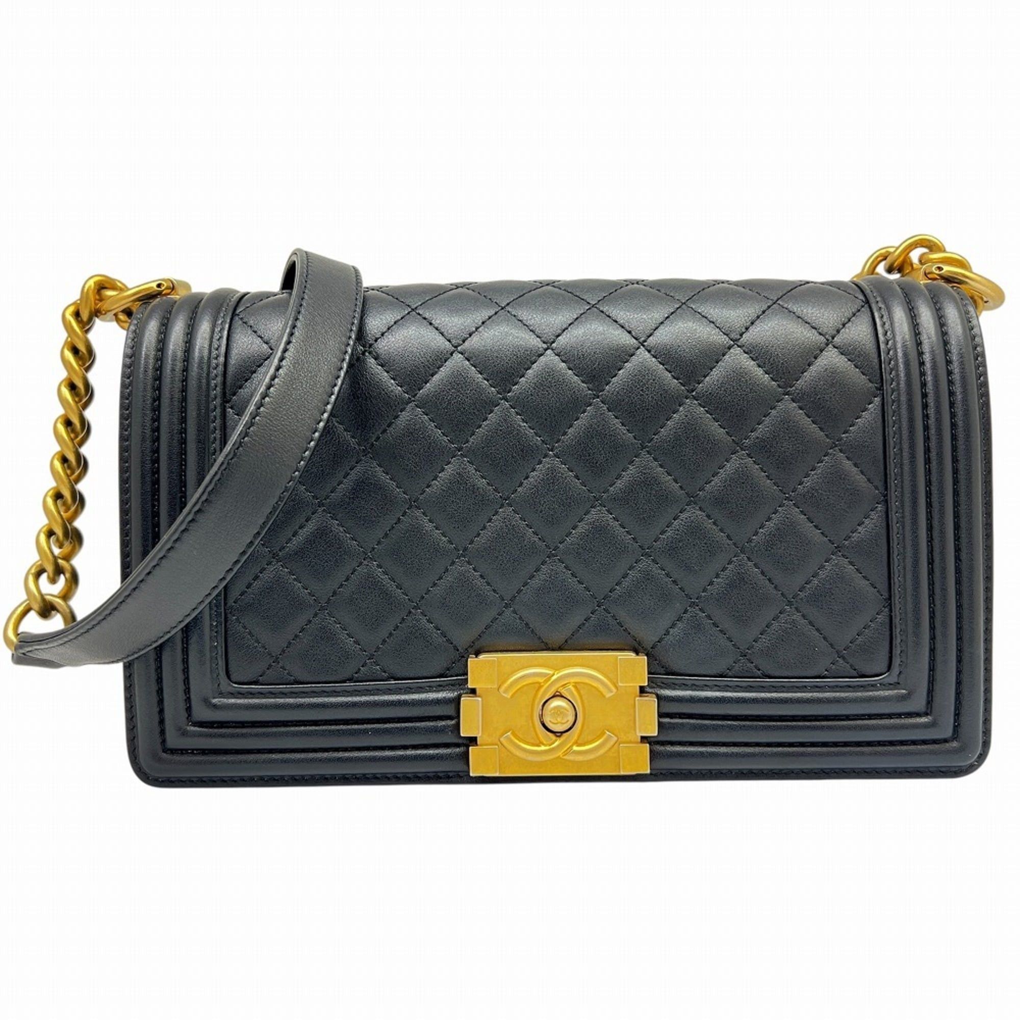 Chanel CHANEL Matelassé Boy Chanel Lambskin Black 25291624 Men's and Women's Shoulder Bag Size ONE SIZE - 1 Thumbnail