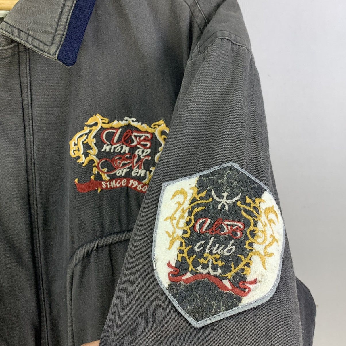 Japanese Brand Vintage 90s Union Patches Zipper Bomber Jacket Size US L / EU 52-54 / 3 - 9 Thumbnail