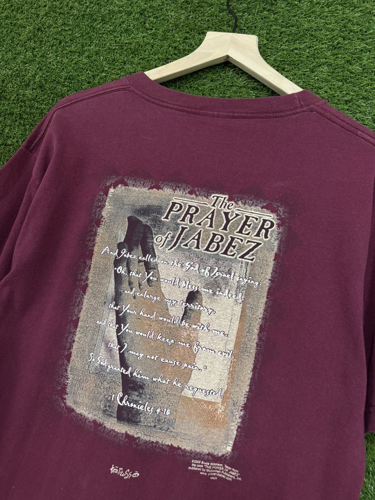 Vintage Vintage Alstyle Christ Christian Prayer Burgundy Tee Large Size US L / EU 52-54 / 3 - 2 Thumbnail