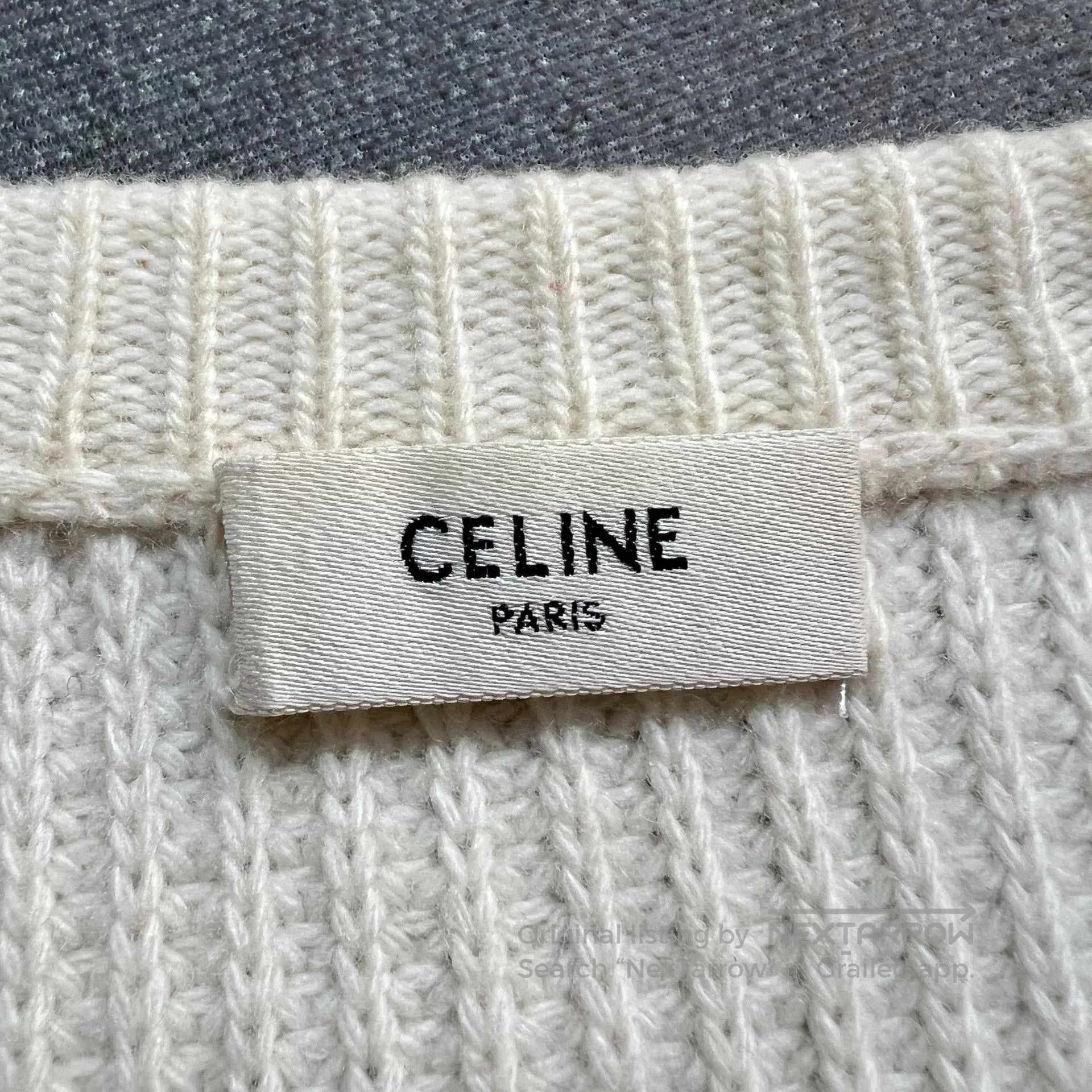 Celine Celine White Rivet Logo Wool Knit Sweater. Size XL / US 12-14 / IT 48-50 - 5 Thumbnail