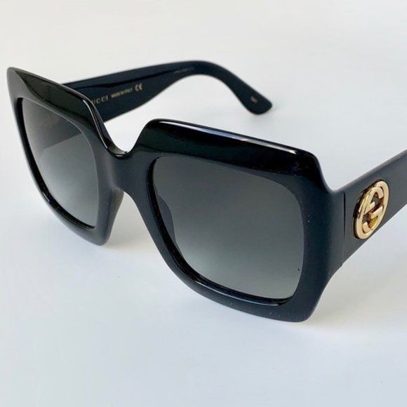 Gucci NEW Gucci Square GG0053SN 001 Black/Gold Sunglasses | Grailed