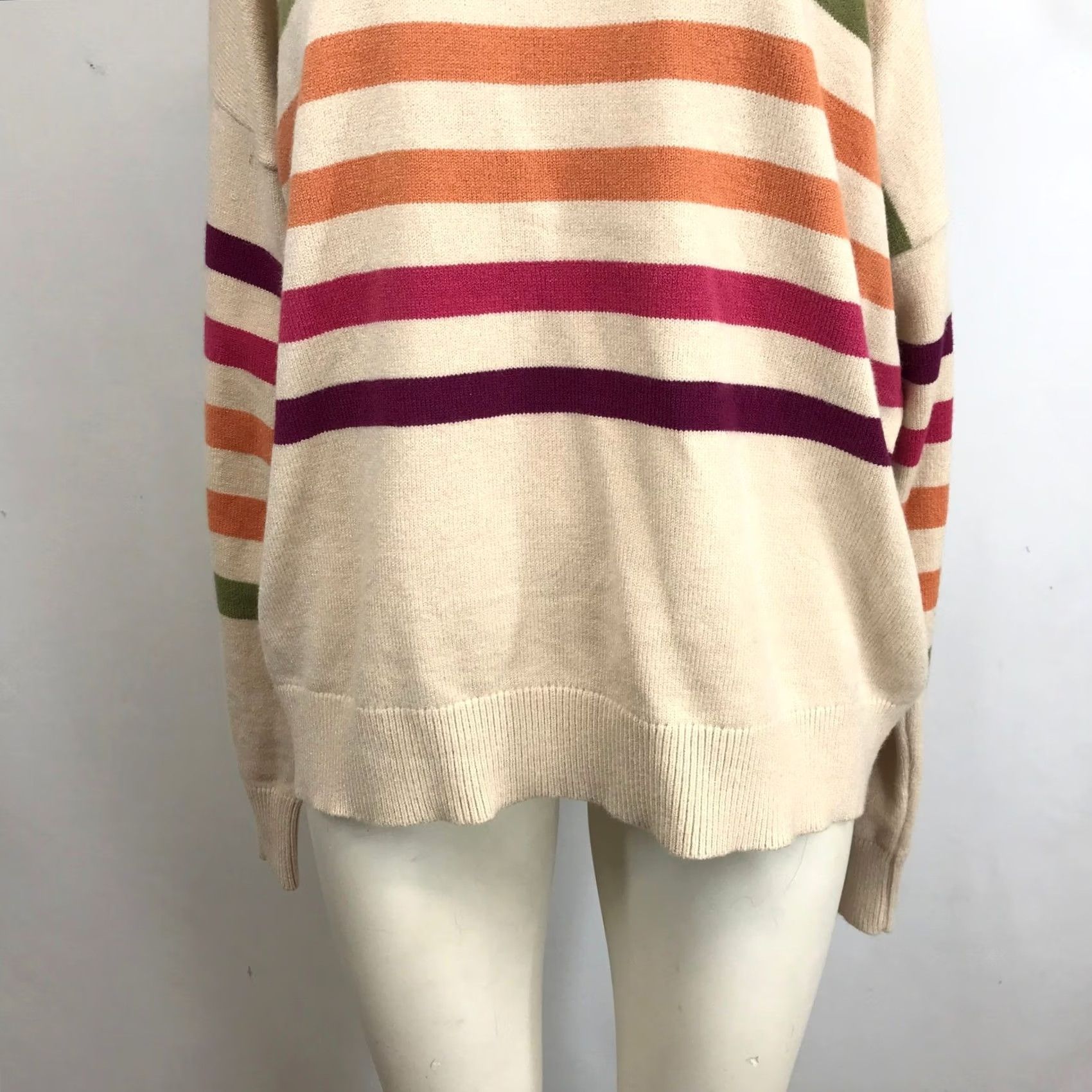 Vintage STACCATO Cream Multi Stripe Crew Neck Long Sleeve Sweater XL Size XL / US 12-14 / IT 48-50 - 3 Thumbnail