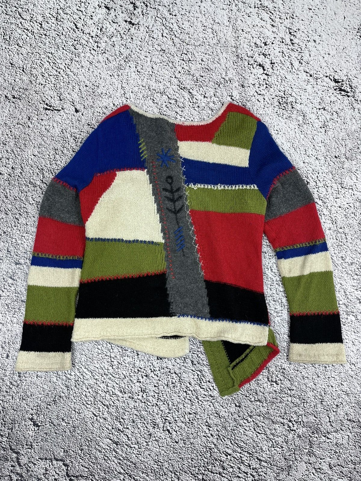 Japanese Brand Vintage Aventures Des Toiles Wool Patchwork Cardigan Size M / US 6-8 / IT 42-44 - 5 Thumbnail