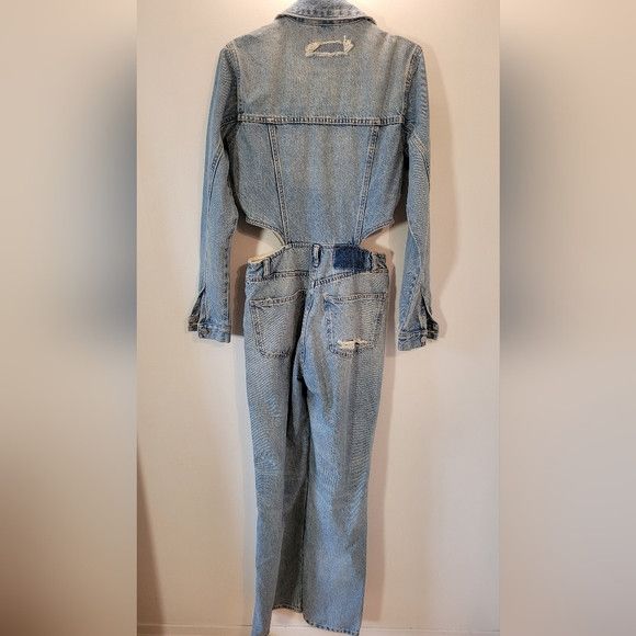 Zara Bloggers Fav Zara Limited Edition Cut Out Denim Jumpsuit - S Size 27" / US 4 / IT 40 - 7 Thumbnail